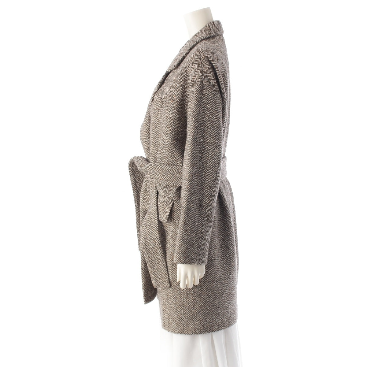 MADISON BLUE 18AW Wool x nylon Herringbone Chester coat outer MB184-2023 Off-white brown 00 XS