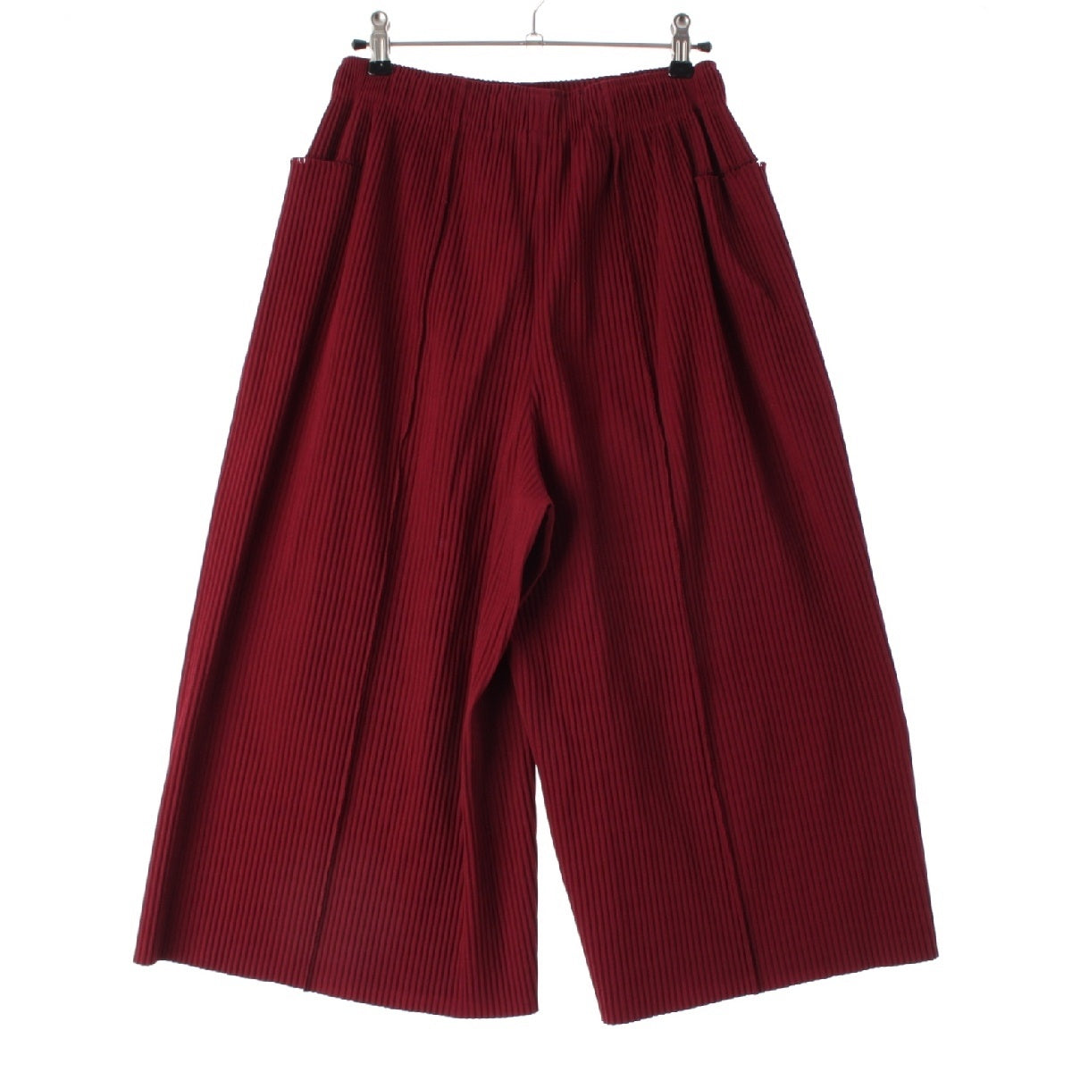 me ISSEY MIYAKE polyester Pleated wide Pants cropped length MI04KF622 Red -