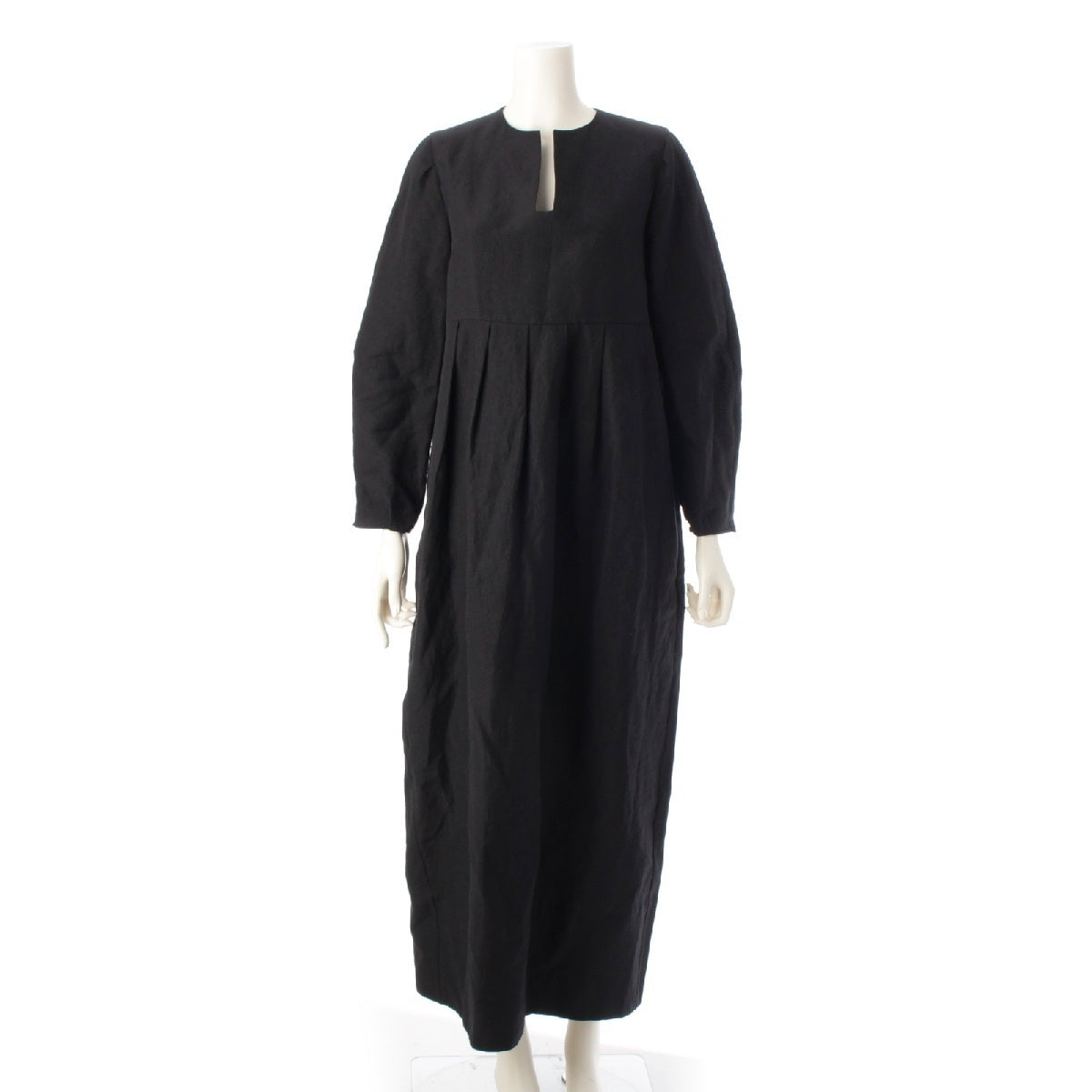 CONTE Wool linen Glass Stack Long one piece Long sleeves with pockets 8526-199-0007 black