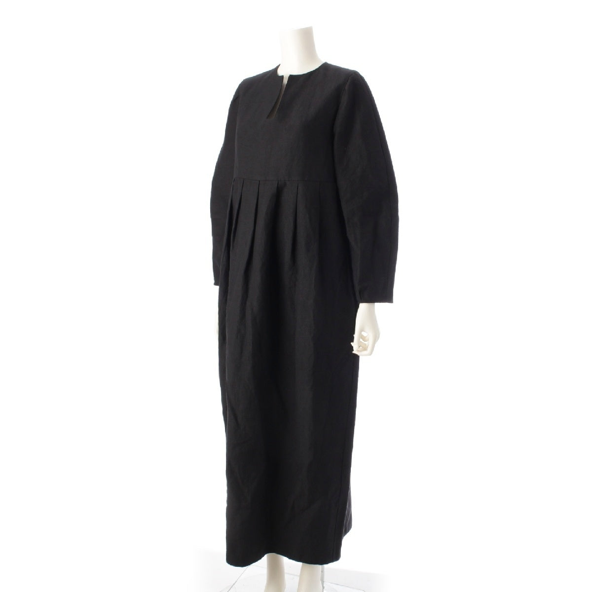 CONTE Wool linen Glass Stack Long one piece Long sleeves with pockets 8526-199-0007 black