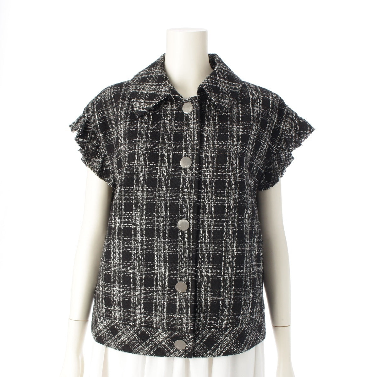 Rene tweed Sleeveless Silver Button tailored jacket Tops outer 6513370 black 38