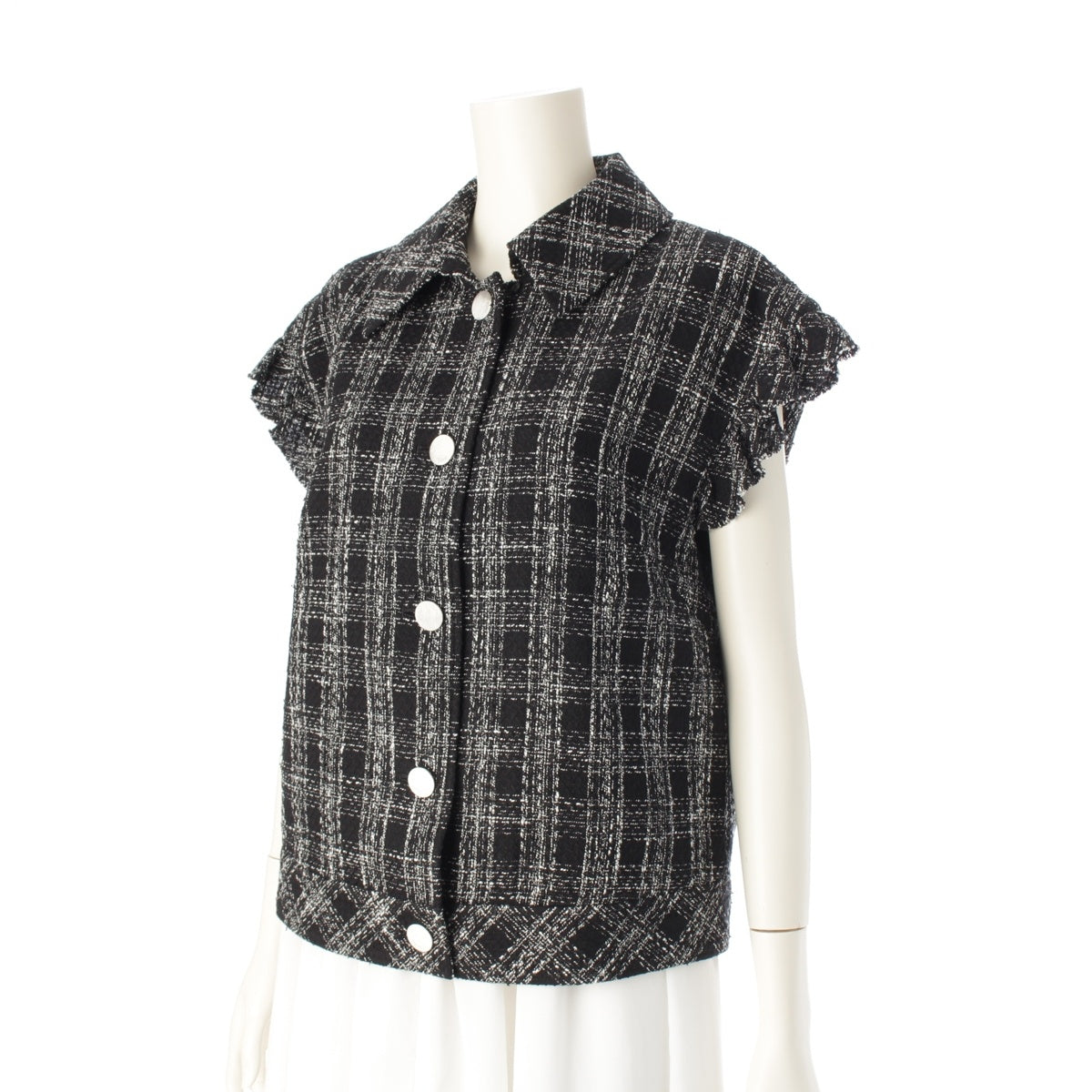 Rene tweed Sleeveless Silver Button tailored jacket Tops outer 6513370 black 38