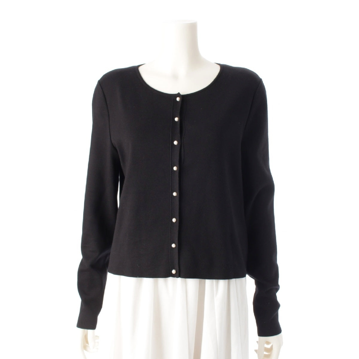 FOXEY 23 years silk Pearl button knit long sleeve cardigan tops 43370 black 40