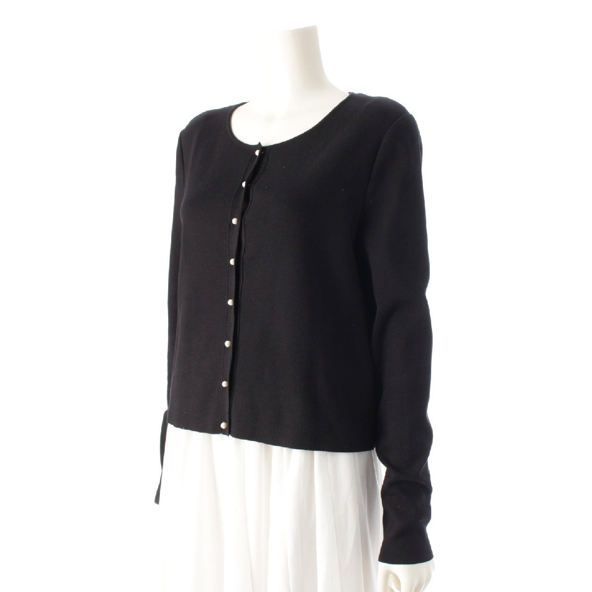 FOXEY 23 years silk Pearl button knit long sleeve cardigan tops 43370 black 40