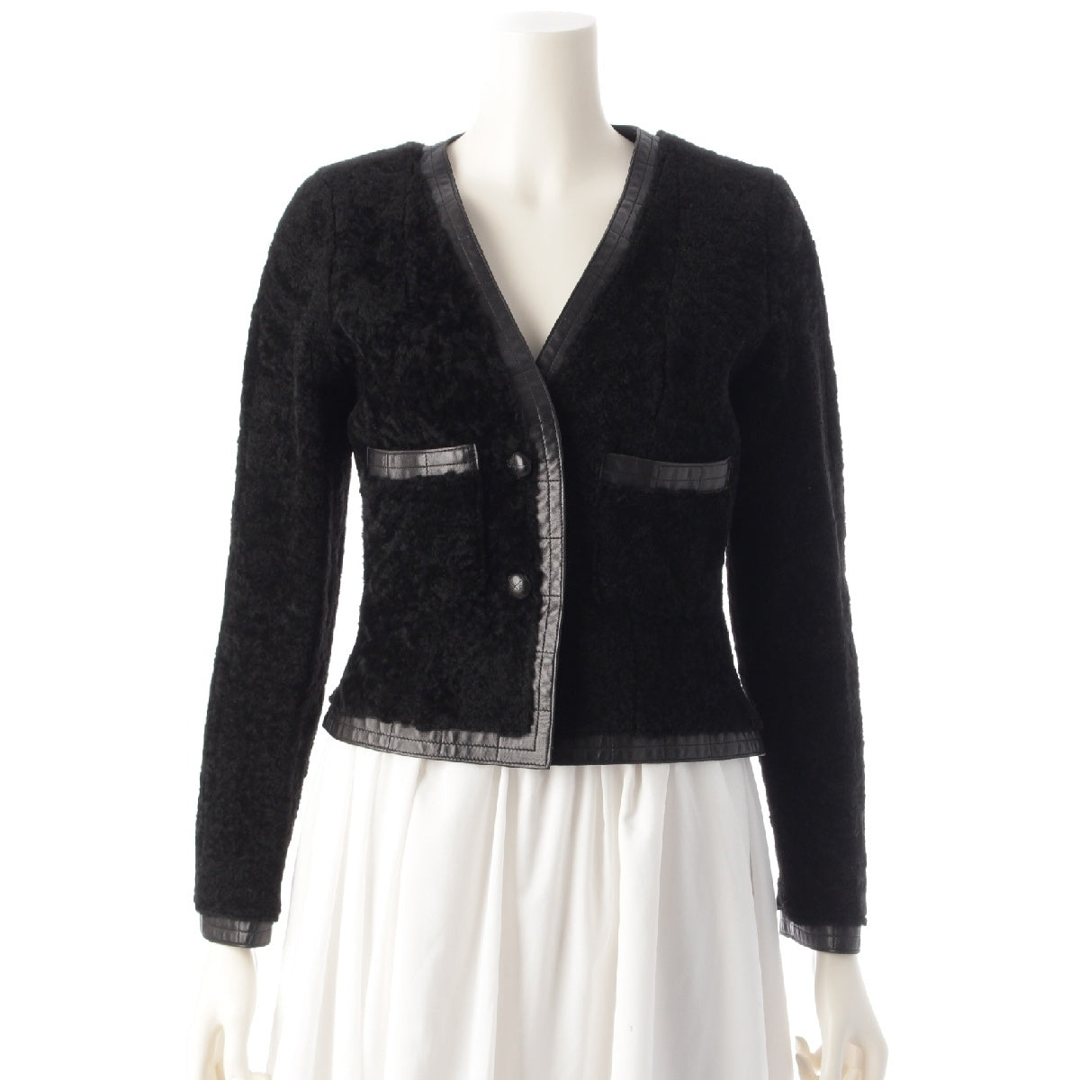 CHANEL Lambskin Mouton Vintage COCO Mark Matelasse Chocolate Bar No color jacket Blouson outerwear P21529 black 38