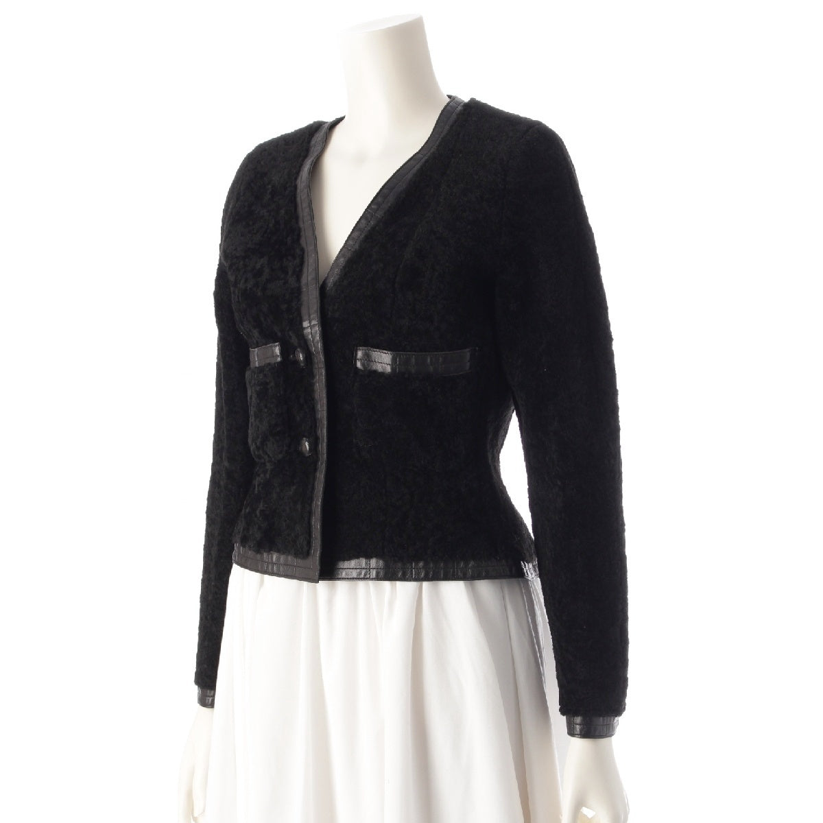 CHANEL Lambskin Mouton Vintage COCO Mark Matelasse Chocolate Bar No color jacket Blouson outerwear P21529 black 38