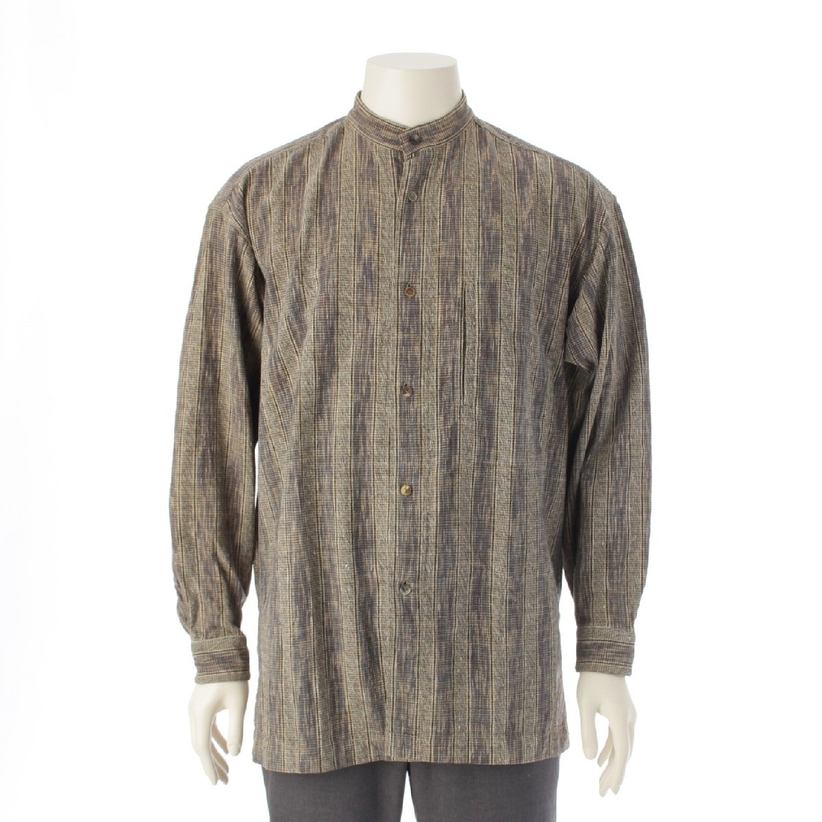 ISSEY MIYAKE MEN 80S cotton Brush tag band color stripe Long sleeve shirt LG13225 Beige Flexene M