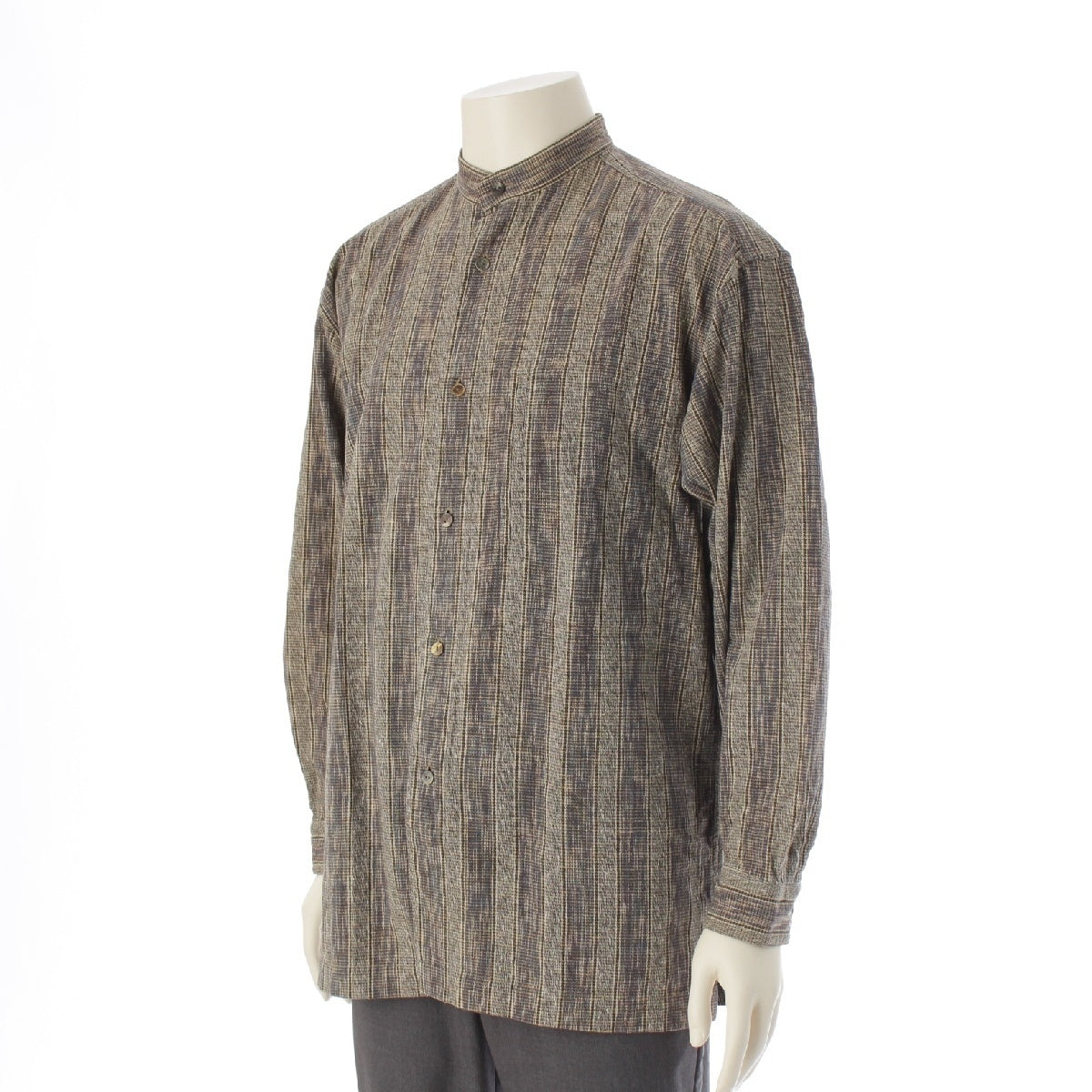 ISSEY MIYAKE MEN 80S cotton Brush tag band color stripe Long sleeve shirt LG13225 Beige Flexene M