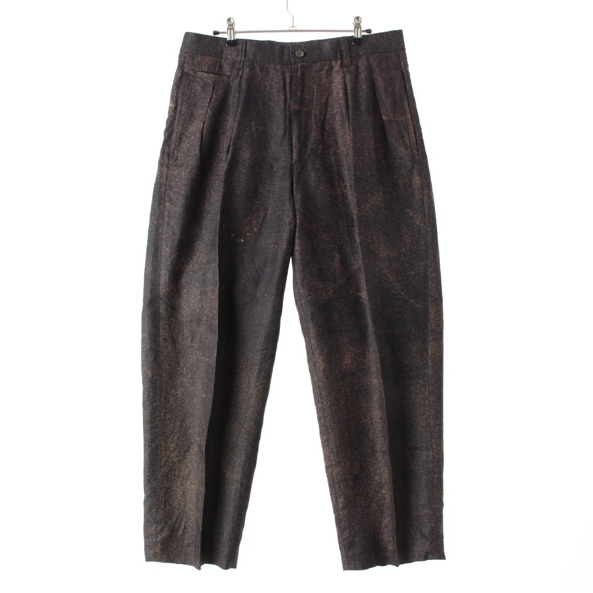 ISSEY MIYAKE MEN 96Stainless Steel linen Vintage uneven dyeing splatter Pants Slacks Bottoms ME61-FE144 black L