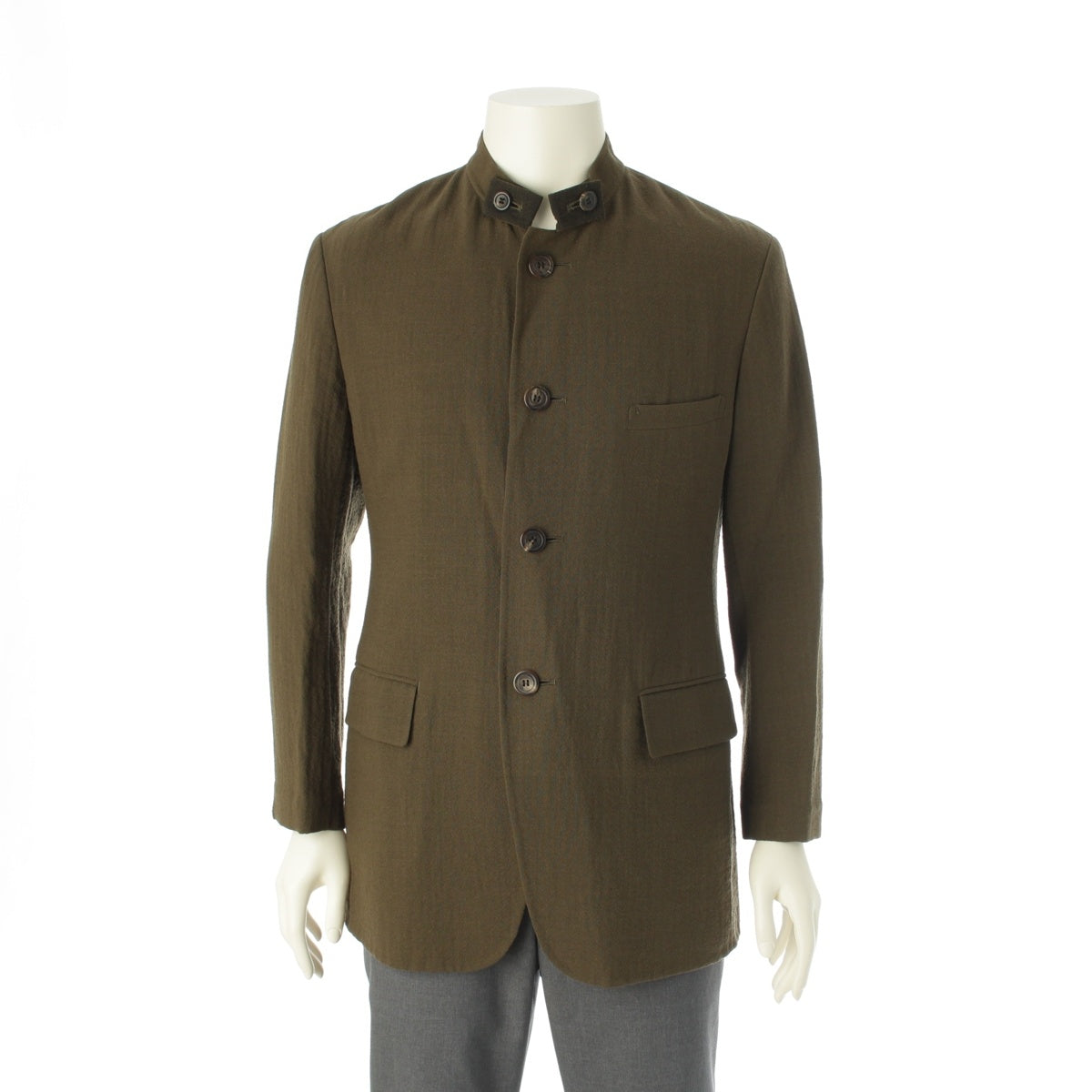 ISSEY MIYAKE wool Design collar, Mao collar No color jacket IM53-FD119 khaki M