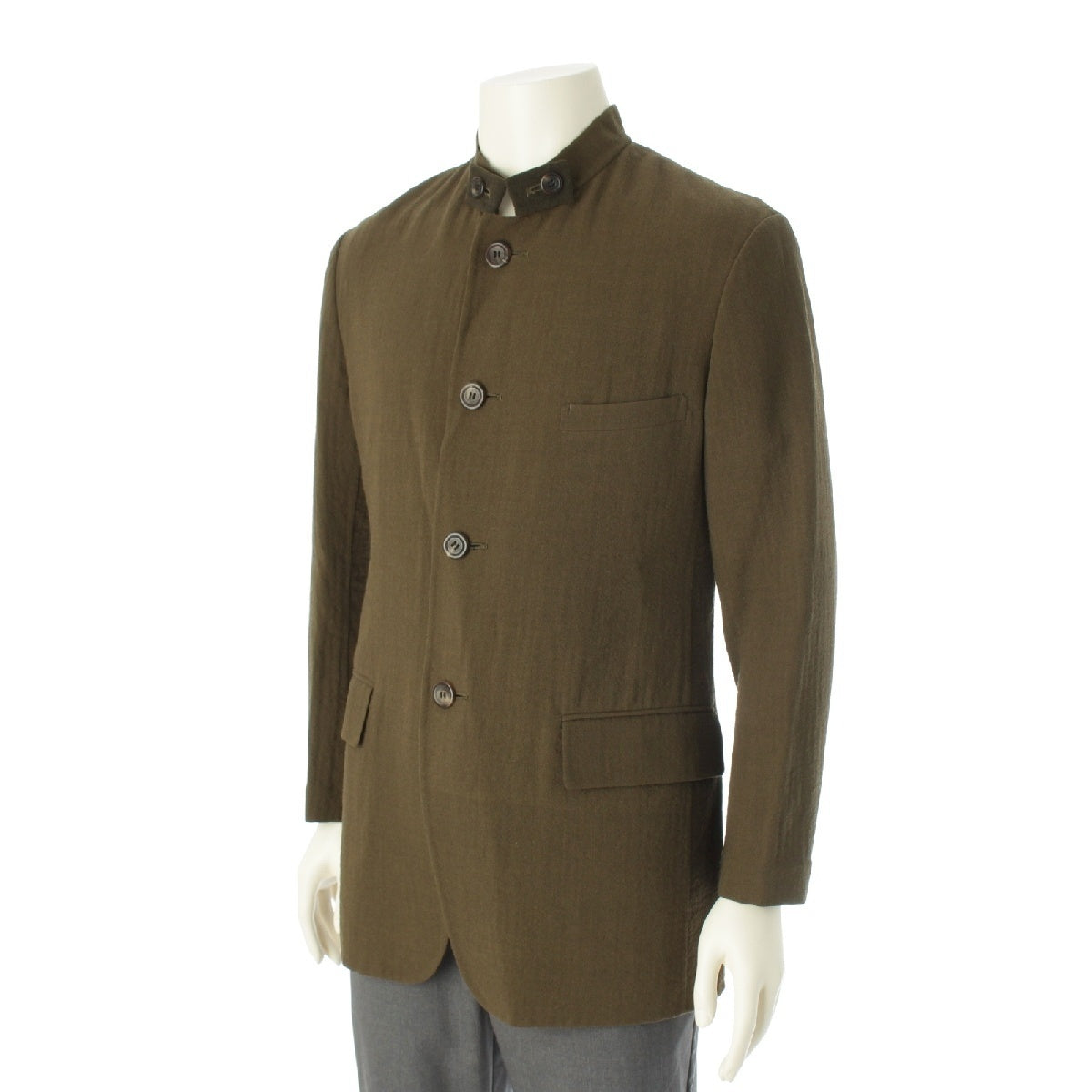 ISSEY MIYAKE wool Design collar, Mao collar No color jacket IM53-FD119 khaki M