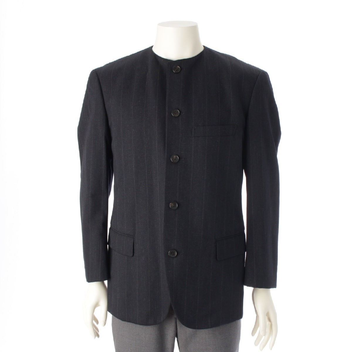 ISSEY MIYAKE 80s wool cupro Brush tag Shoulder pad Stripe No color jacket Tops outer 9CL13064 Navy S