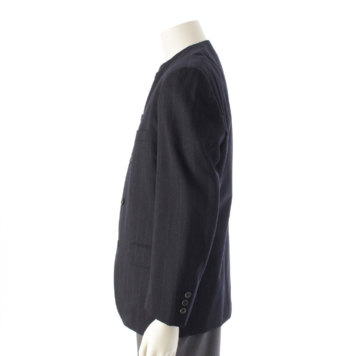 ISSEY MIYAKE 80s wool cupro Brush tag Shoulder pad Stripe No color jacket Tops outer 9CL13064 Navy S