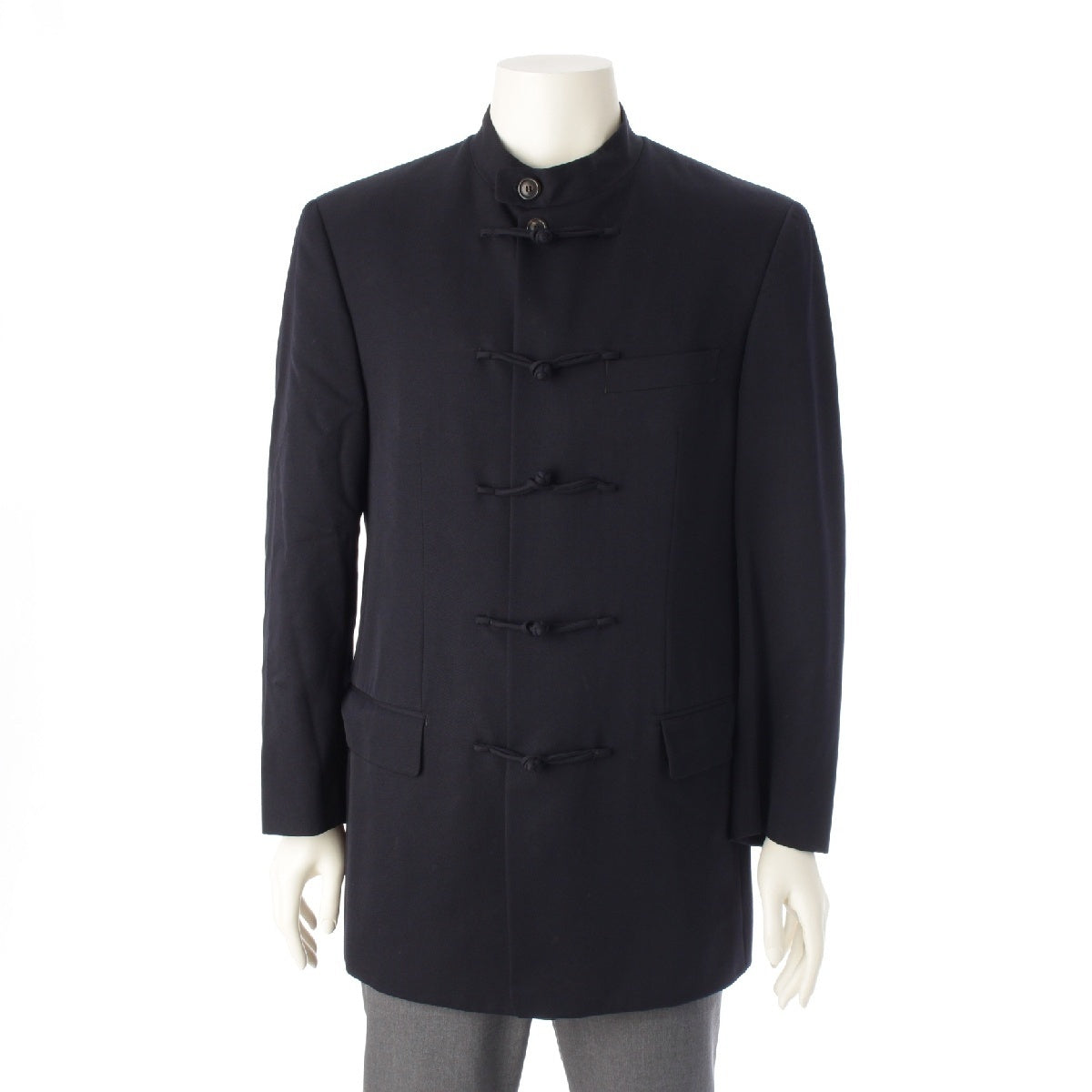 ISSEY MIYAKE Mao collar Chinese button tailored jacket ME01-FD621 Navy