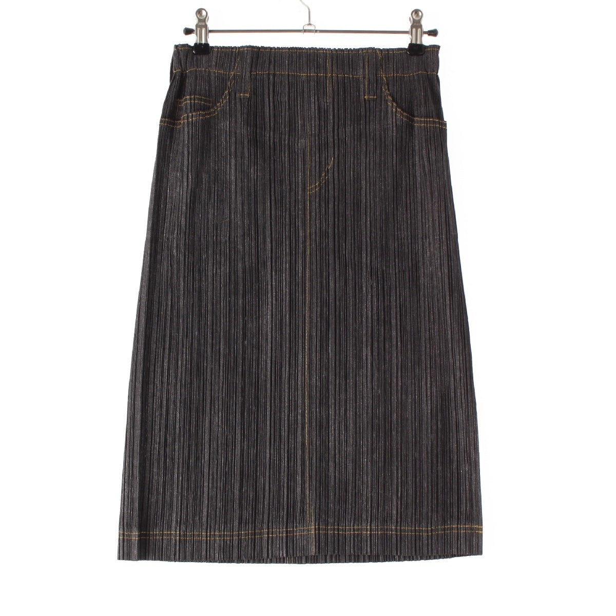 PLEATS PLEASE ISSEY  Denim Transfer Tight skirt PP75-JG021 indigo gray 3