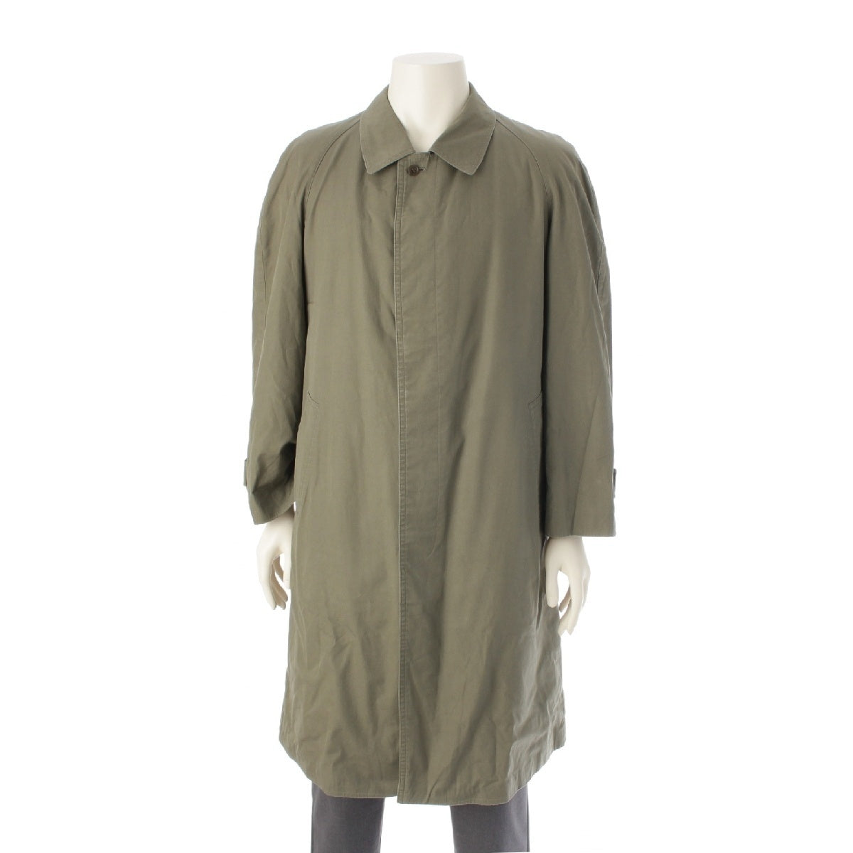 SAINT LAURENT diffusion homme Cotton Cupra Nylon Long Balmacaan coat with liner Stainless collar coat outer khaki 94A6