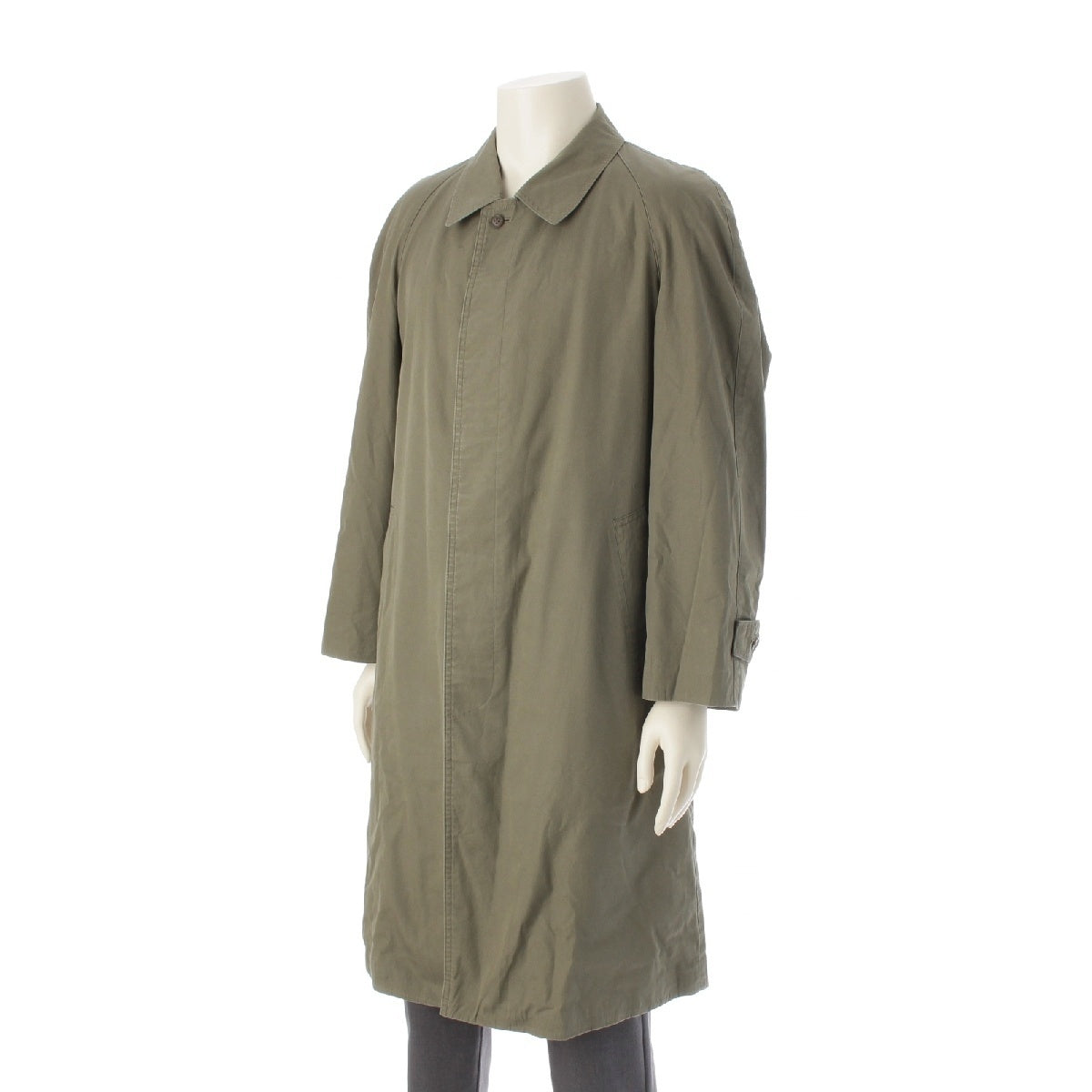 SAINT LAURENT diffusion homme Cotton Cupra Nylon Long Balmacaan coat with liner Stainless collar coat outer khaki 94A6