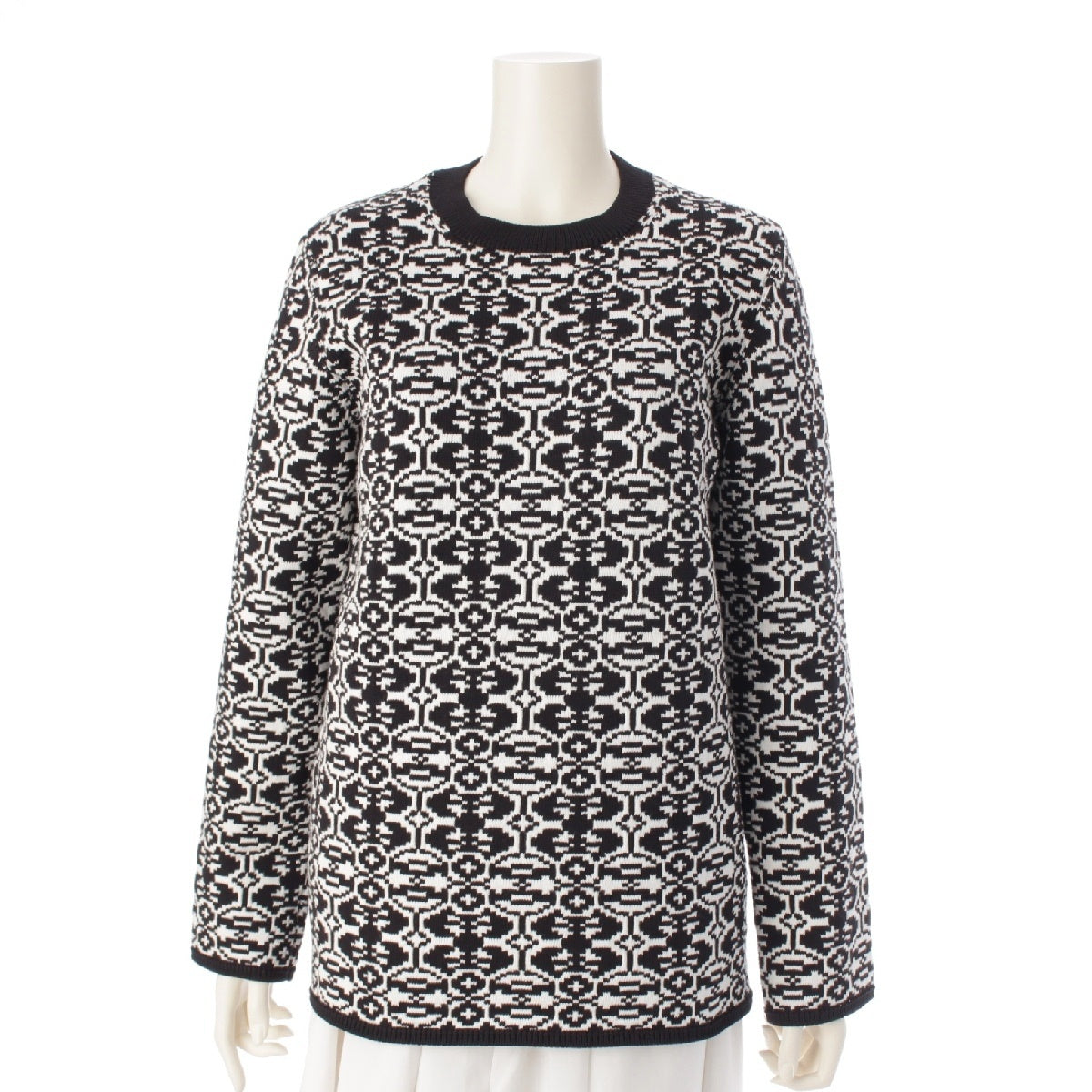 COMME des GARCONS Back open design all-over pattern knit Sweaters Long Sleeve Tops Black White M