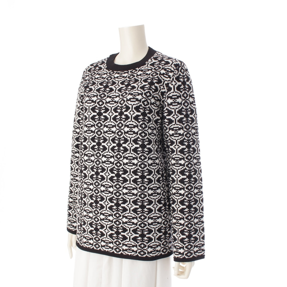COMME des GARCONS Back open design all-over pattern knit Sweaters Long Sleeve Tops Black White M