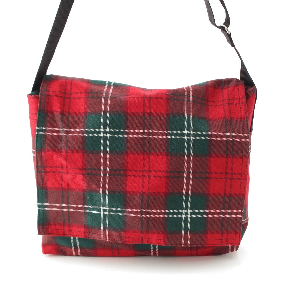 COMME des GARCONS Wool Canvas Check Pattern Messenger Shoulder Bag Cross body GQ-K202 Red