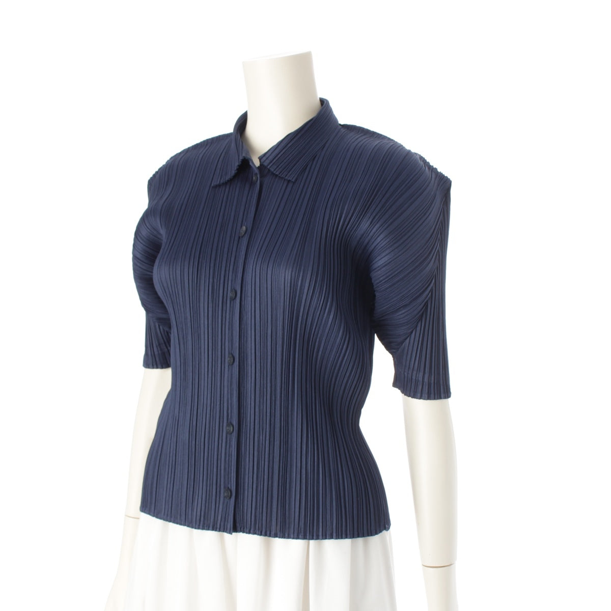 PLEATS PLEASE ISSEY  Short sleeve blouse Shirt tops PP93-JK173 Navy 3
