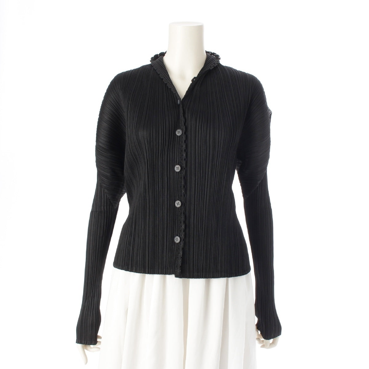 PLEATS PLEASE ISSEY  Long sleeve cardigan Shirts Blouses Tops PP64-JJ631 black 3