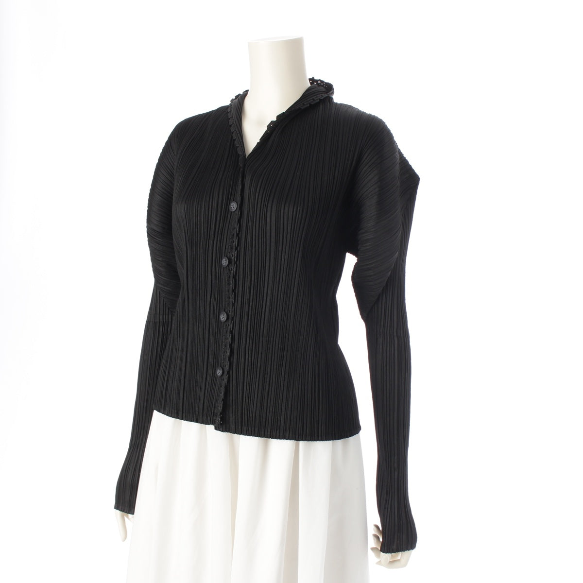 PLEATS PLEASE ISSEY  Long sleeve cardigan Shirts Blouses Tops PP64-JJ631 black 3
