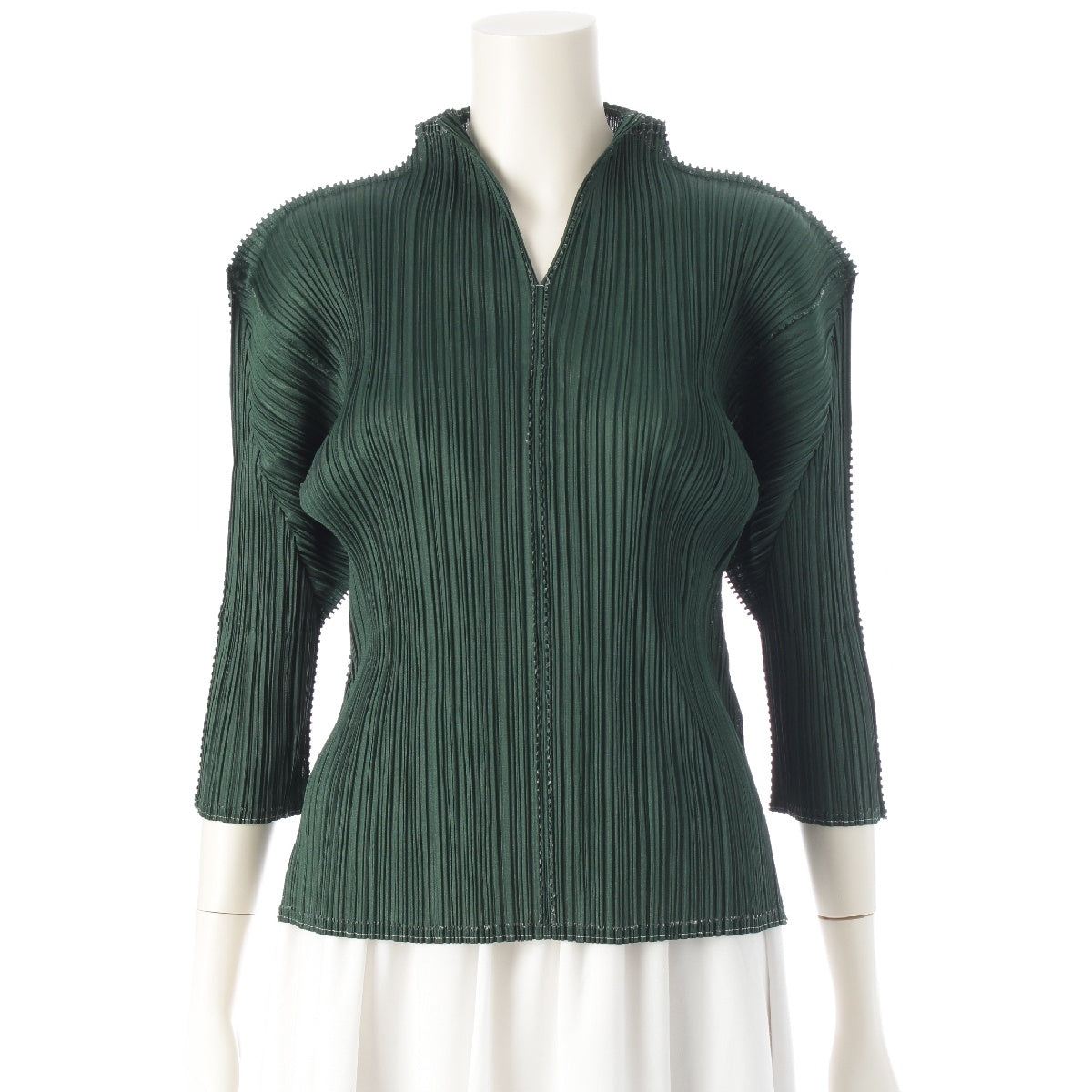 PLEATS PLEASE ISSEY  Zip neck Cut tops PP43-JK162 green 3