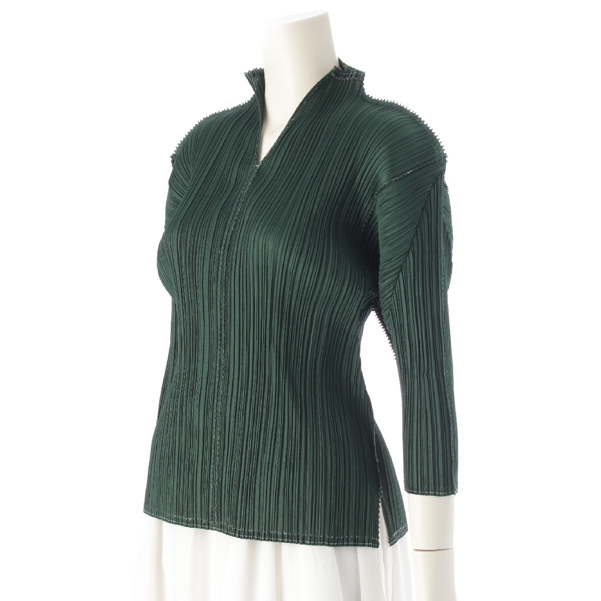 PLEATS PLEASE ISSEY  Zip neck Cut tops PP43-JK162 green 3