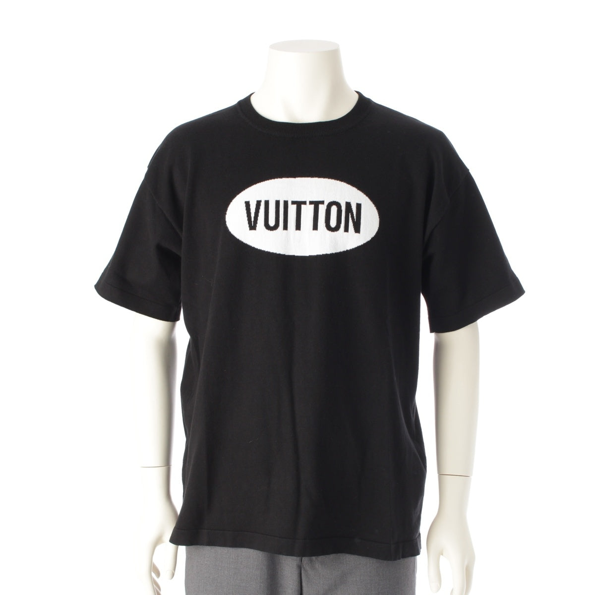 LOUIS VUITTON 22Stainless Steel AMEN BREAK cotton Intarsia jacquard crew neck short sleeve knit Tops logo HMN31W black S
