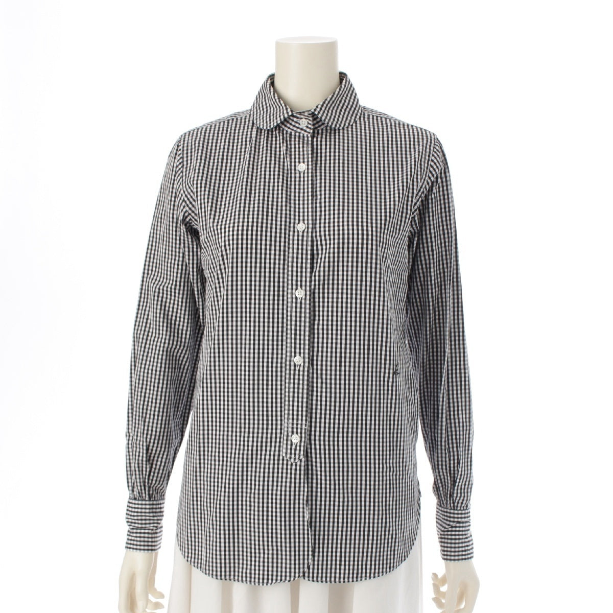 MADISON BLUE cotton Gingham check Long sleeve shirt tops MB211‐5013 Black x white 0