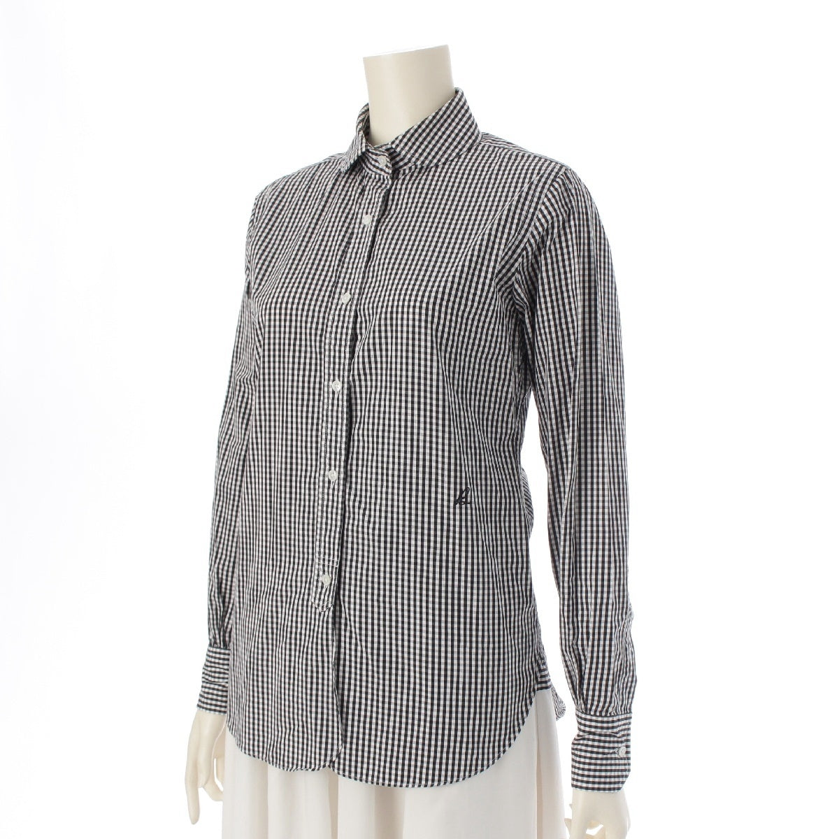 MADISON BLUE cotton Gingham check Long sleeve shirt tops MB211‐5013 Black x white 0
