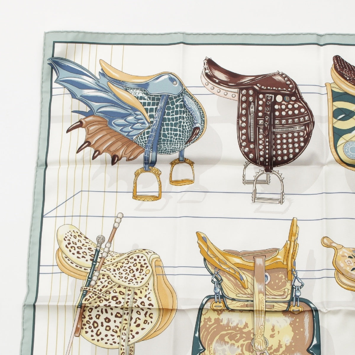 HERMES Calle 90 silk TOUS EN SELLE: It's all in the saddle scarf multicolor