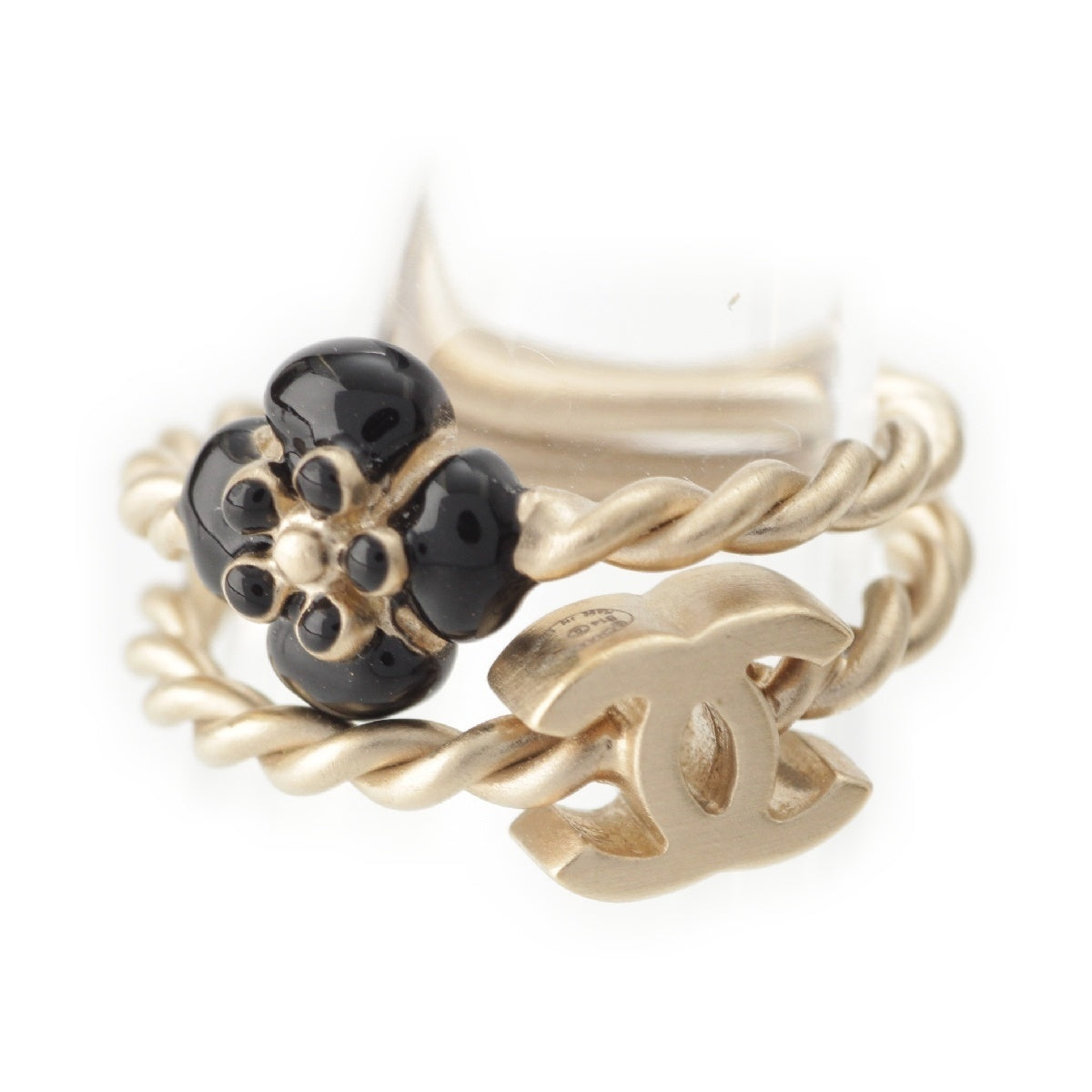 CHANEL B16V COCO Mark Camellia 2 Row Ring ring Layered Accessories gold 9