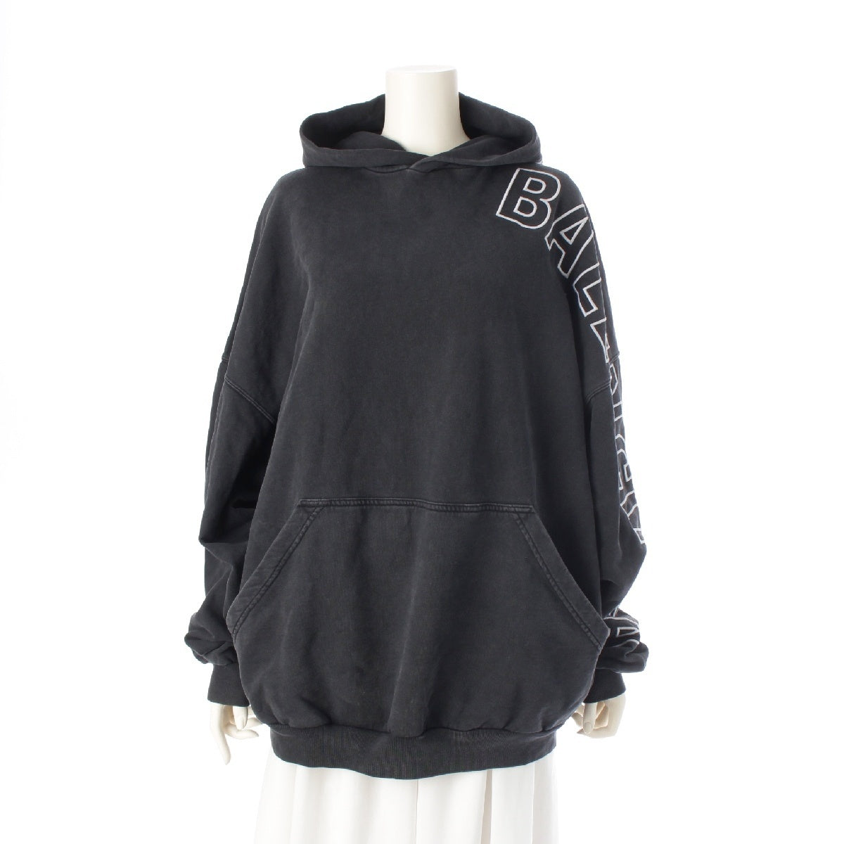 BALENCIAGA 22 years Arm Logo Washed Hoodie Parker Pullover tops 739024 black 2