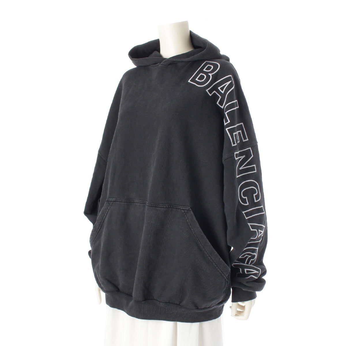 BALENCIAGA 22 years Arm Logo Washed Hoodie Parker Pullover tops 739024 black 2