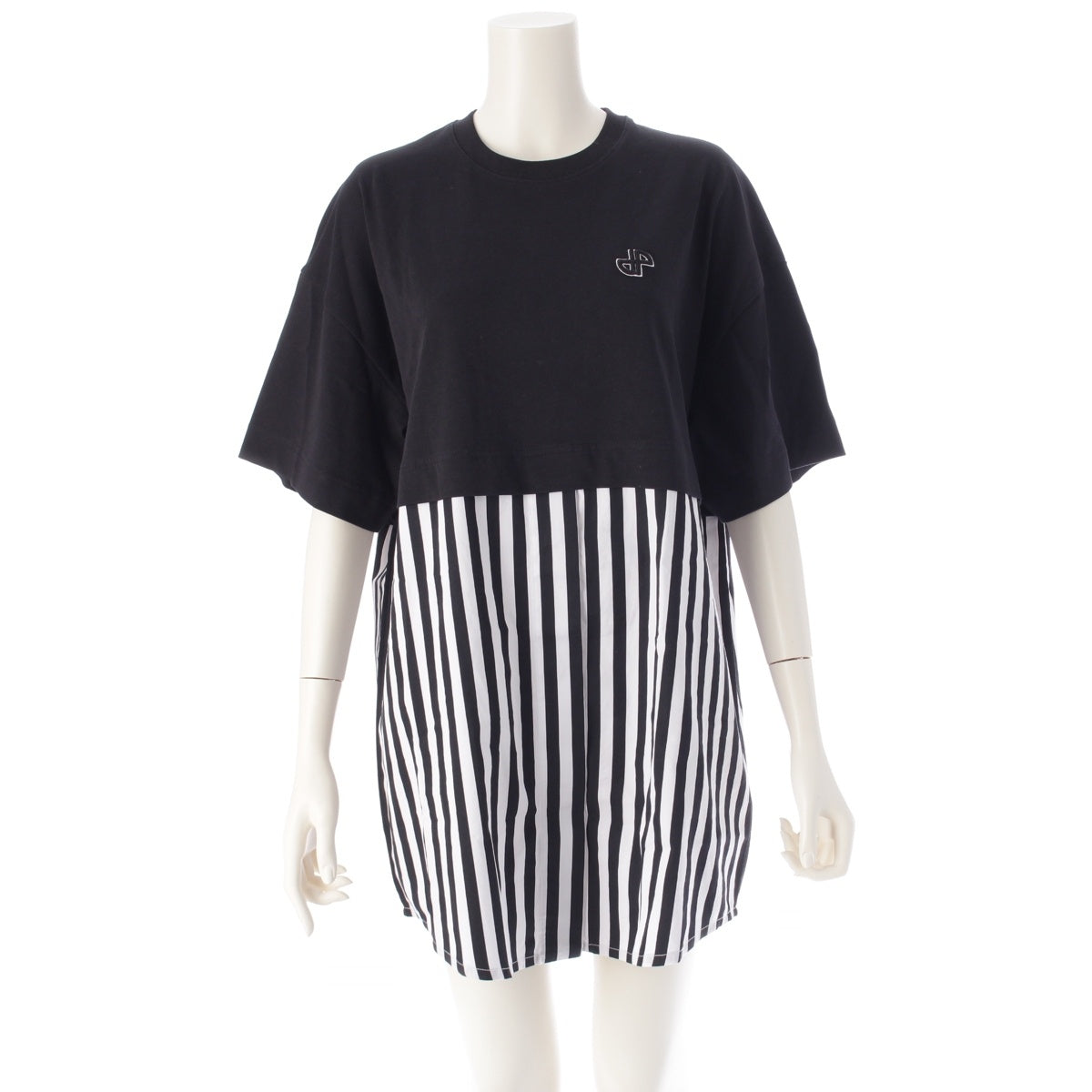 Patou Organic cotton Striped Hybrid T-shirt dress Tops Bottoms Dresses JE1089987999B Black White 34