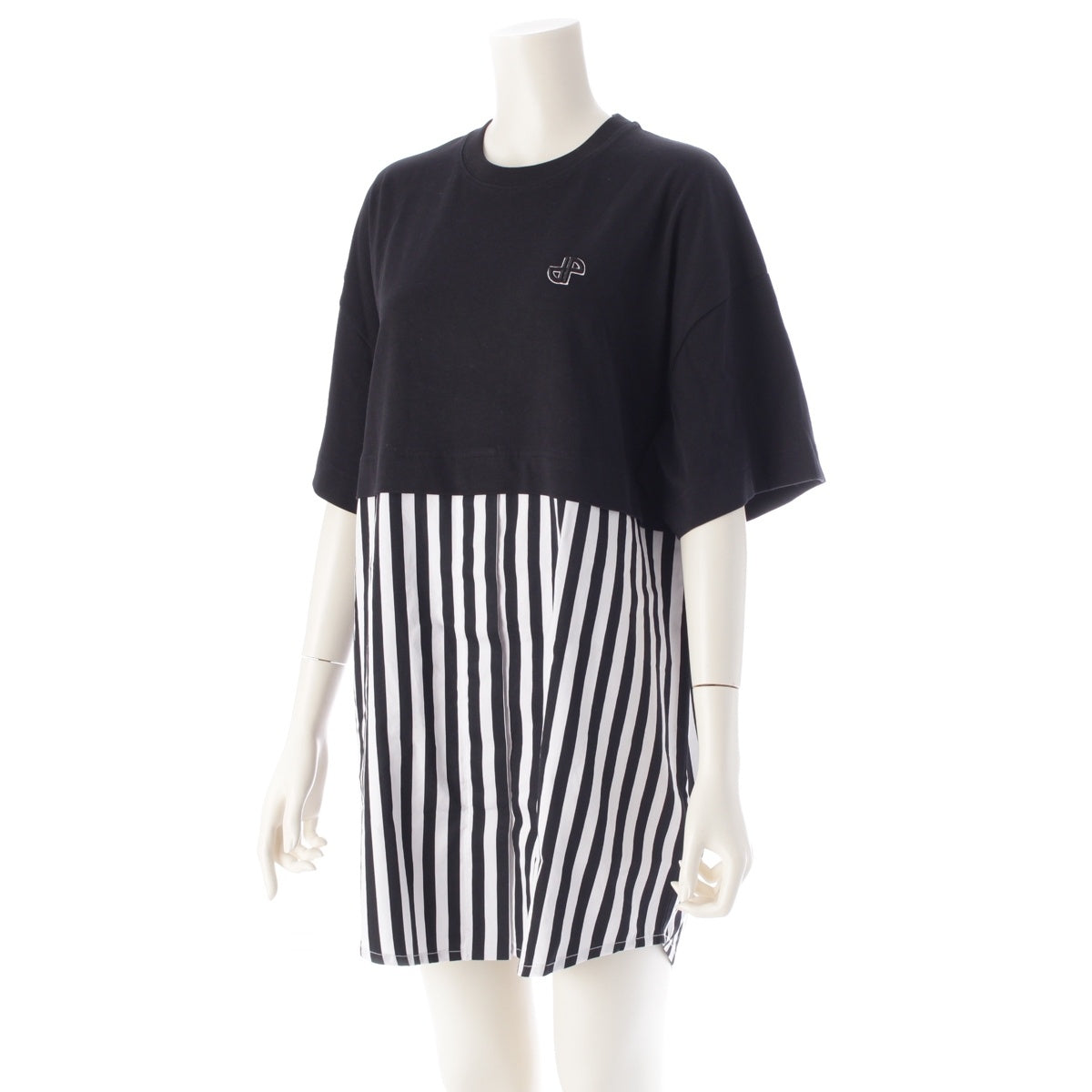 Patou Organic cotton Striped Hybrid T-shirt dress Tops Bottoms Dresses JE1089987999B Black White 34