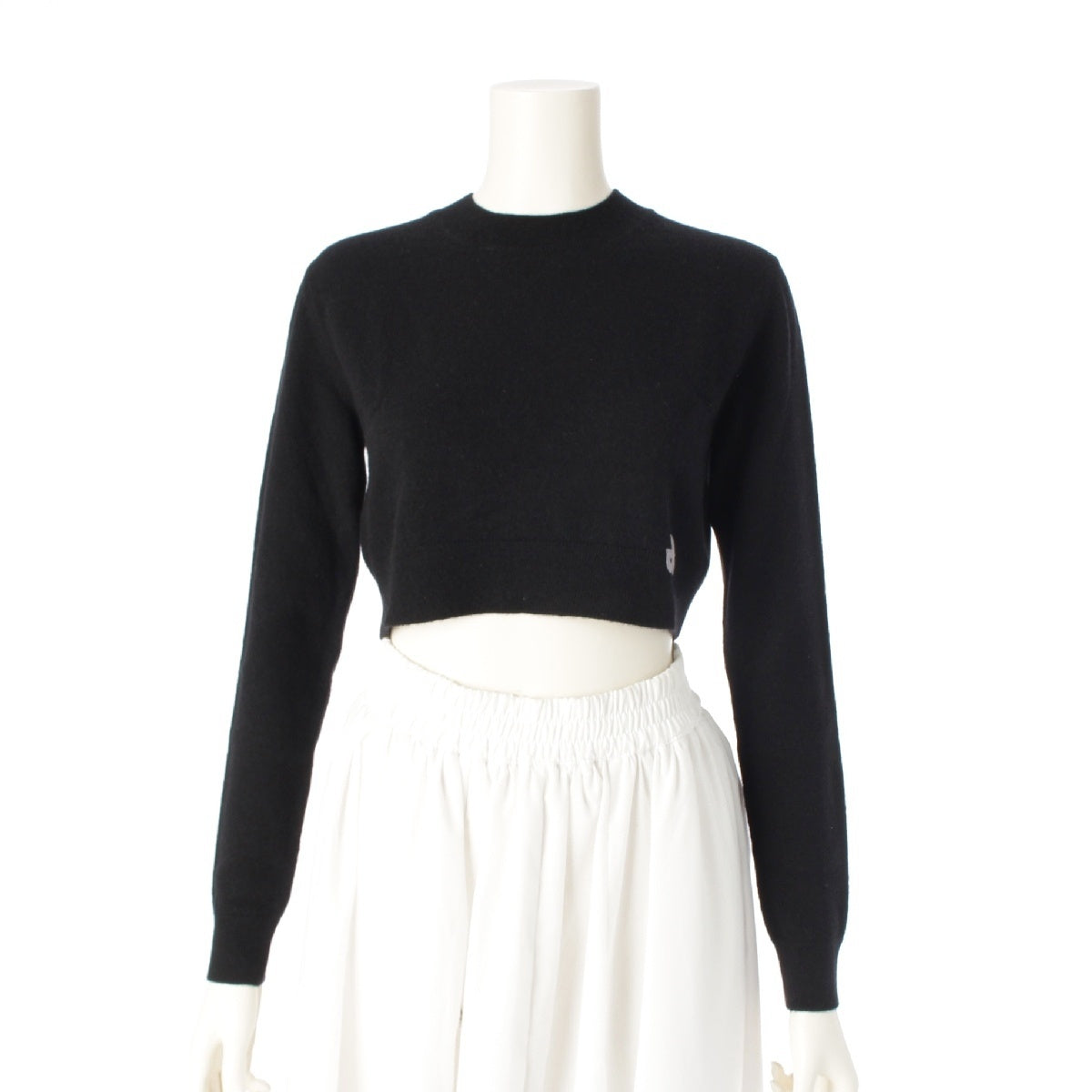 Patou wool Cropped knit sweater tops KN0998041999B black XS