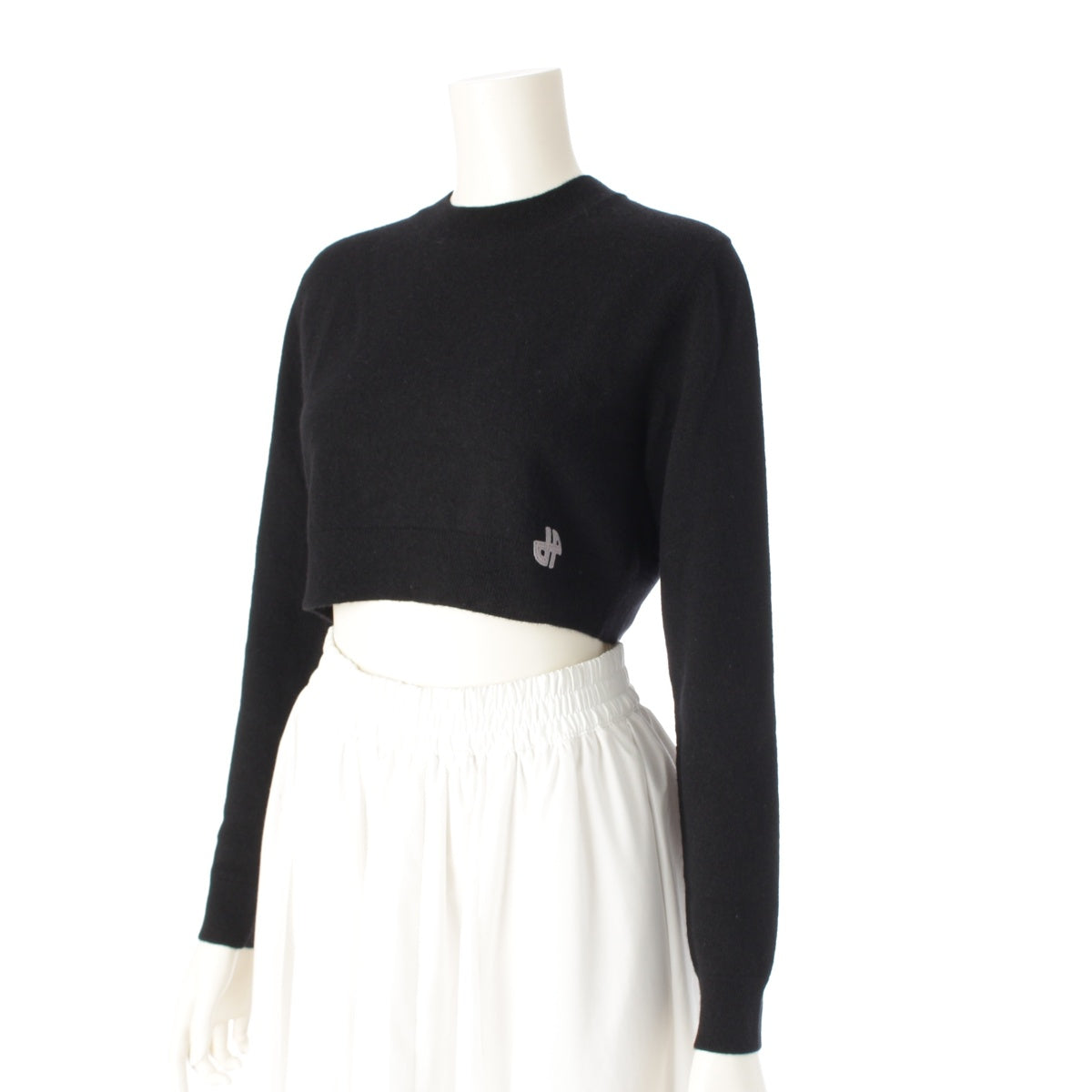 Patou wool Cropped knit sweater tops KN0998041999B black XS