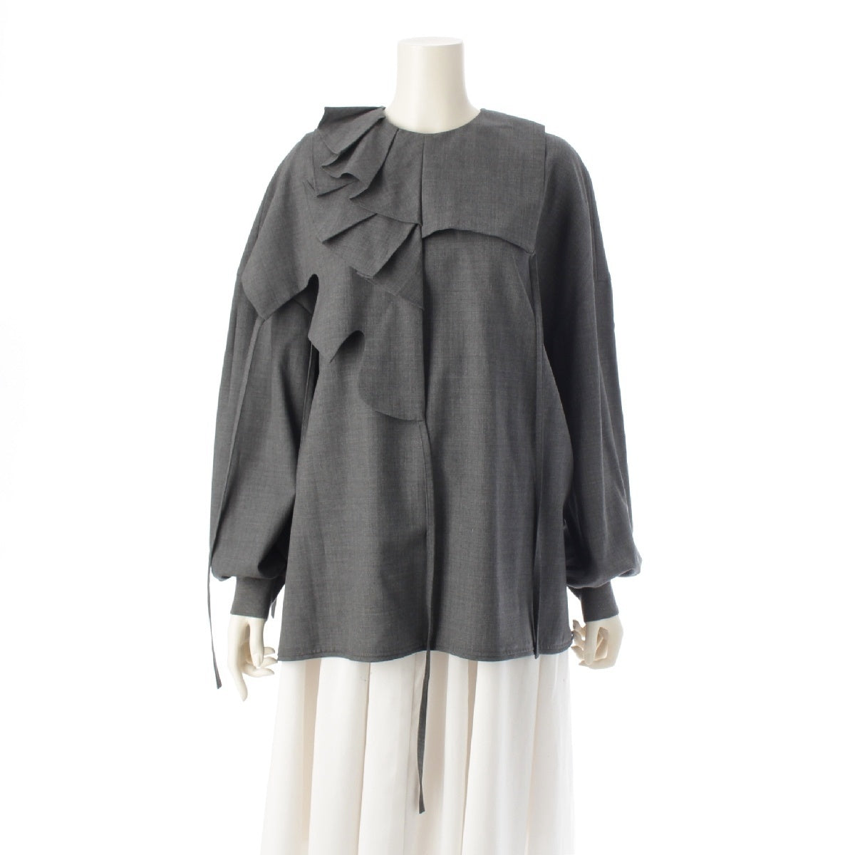 ENFOLD 24Stainless Steel Frilled collar Long sleeves blouse Pullover tops 300HS230-2500 gray 38