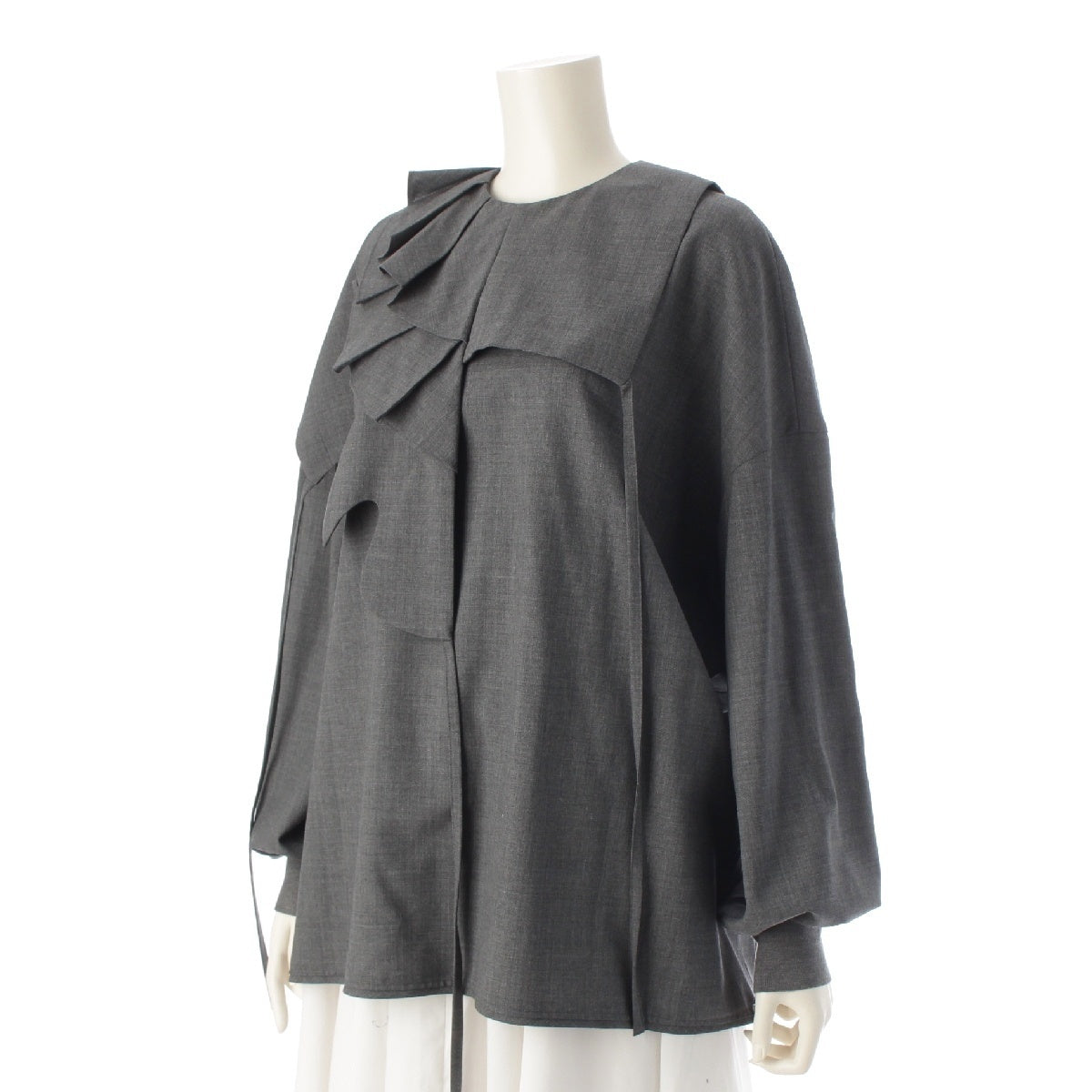 ENFOLD 24Stainless Steel Frilled collar Long sleeves blouse Pullover tops 300HS230-2500 gray 38