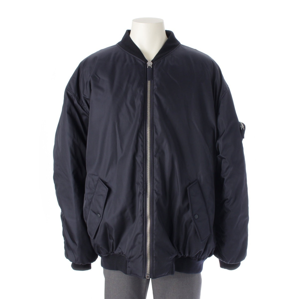 PRADA re-nylon Zip-up bomber jacket with triangle logo Blouson SGC093 Navy M