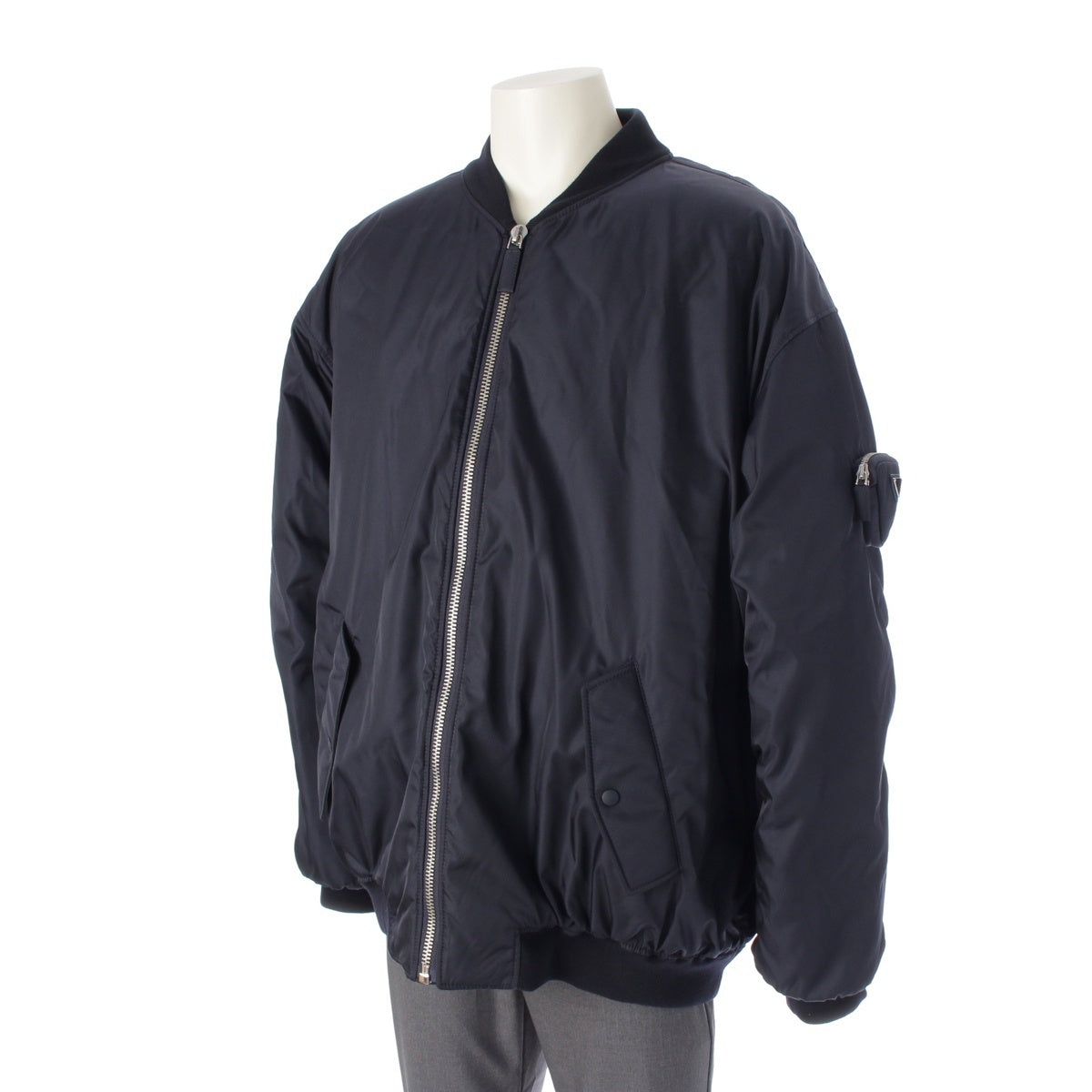 PRADA re-nylon Zip-up bomber jacket with triangle logo Blouson SGC093 Navy M
