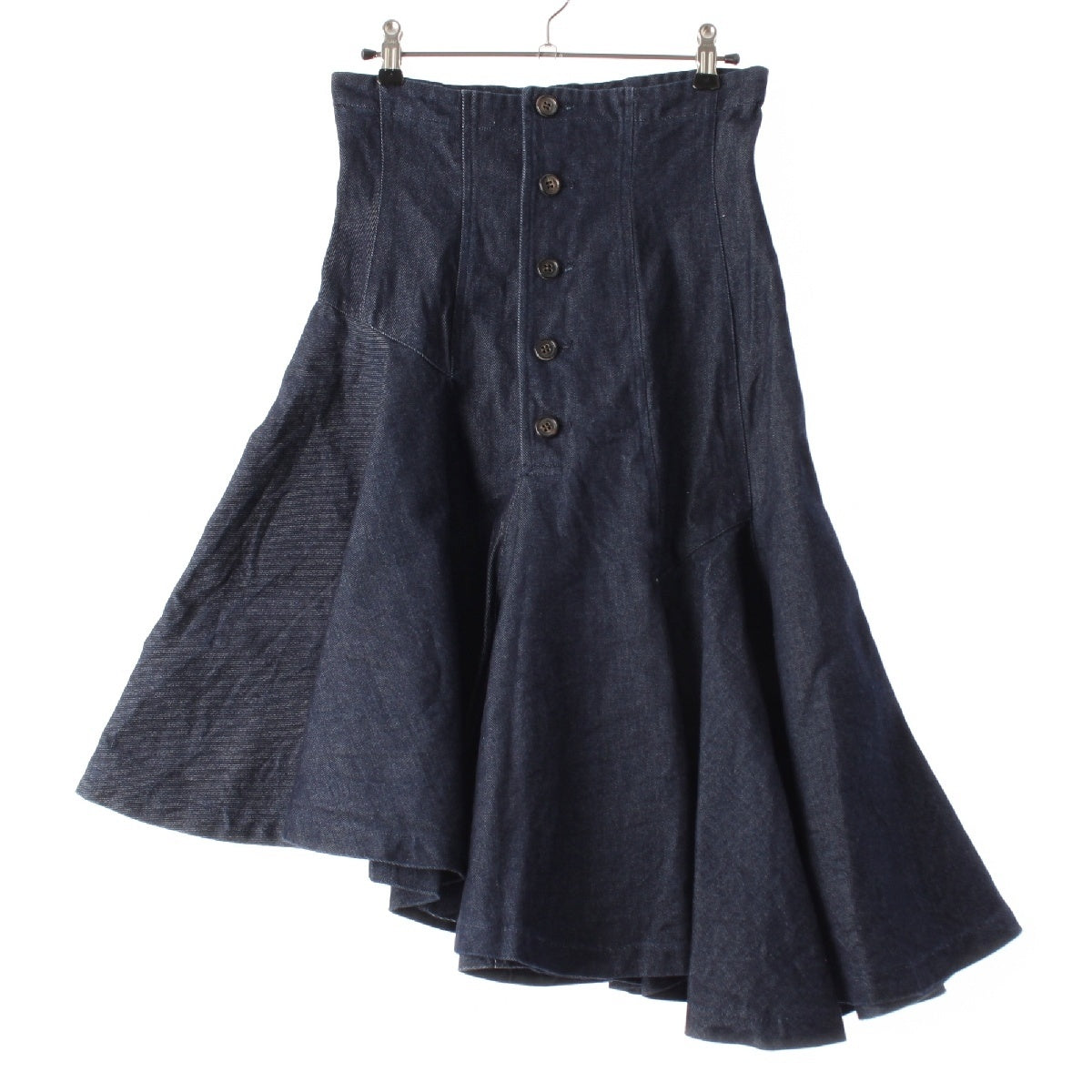 COMME des GARCONS cotton Vintage High Waist Denim skirt Asymmetrical flared bottoms GA-11010S Indigo blue S