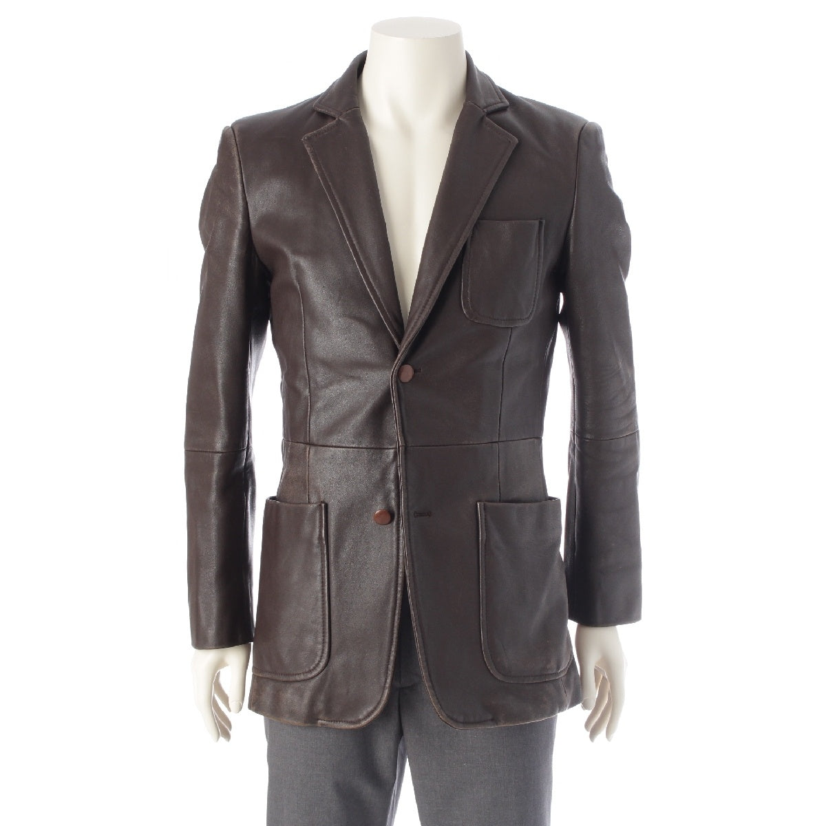 MARTIN MARGIELA 01AW 10 leather Vintage Single tailored jacket outer Brown 44