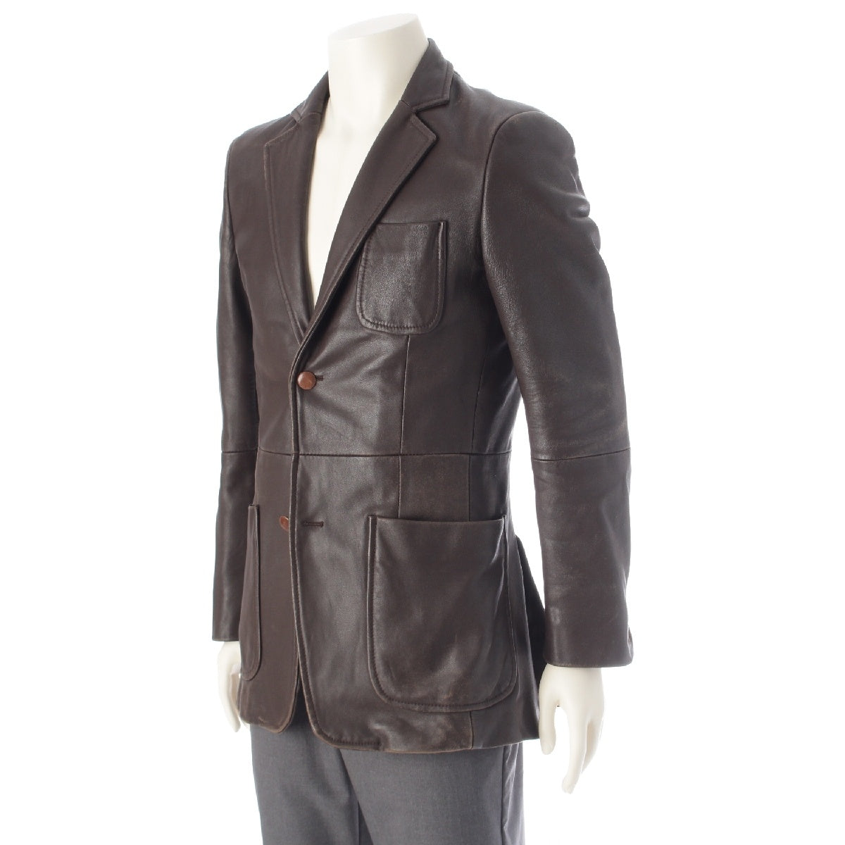 MARTIN MARGIELA 01AW 10 leather Vintage Single tailored jacket outer Brown 44