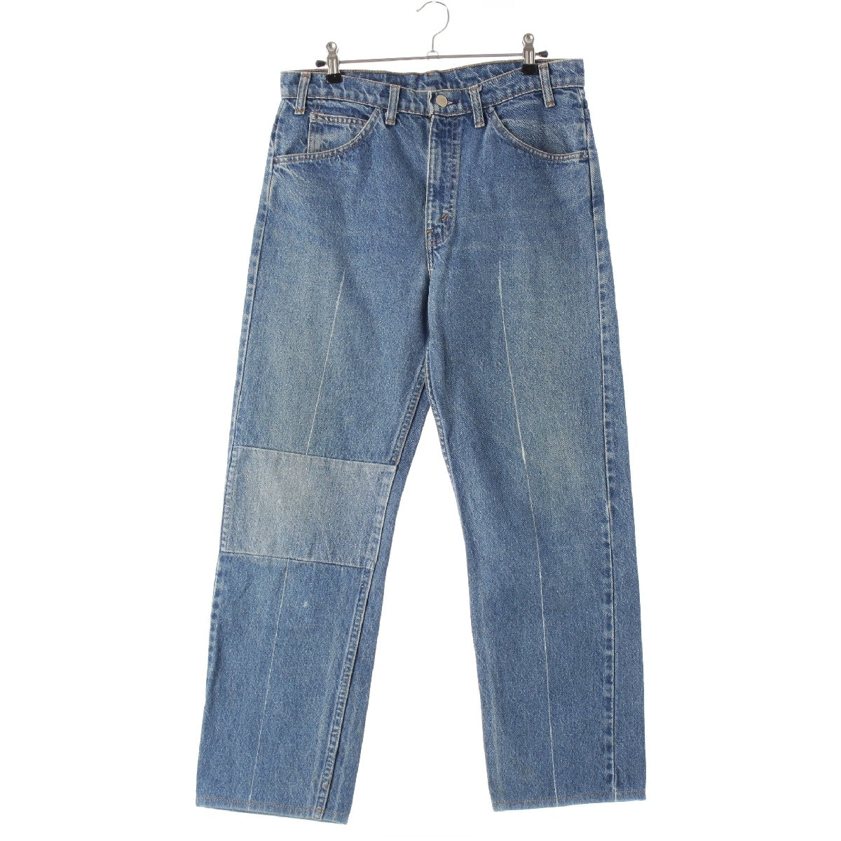 MARTIN MARGIELA Artisanal 0 10 Early Zip-up Patch Tapered Denim pants Center press, bleached finish, bottoms, jeans blue M