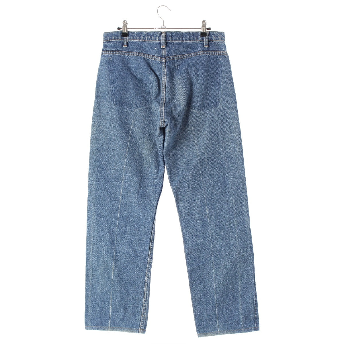 MARTIN MARGIELA Artisanal 0 10 Early Zip-up Patch Tapered Denim pants Center press, bleached finish, bottoms, jeans blue M