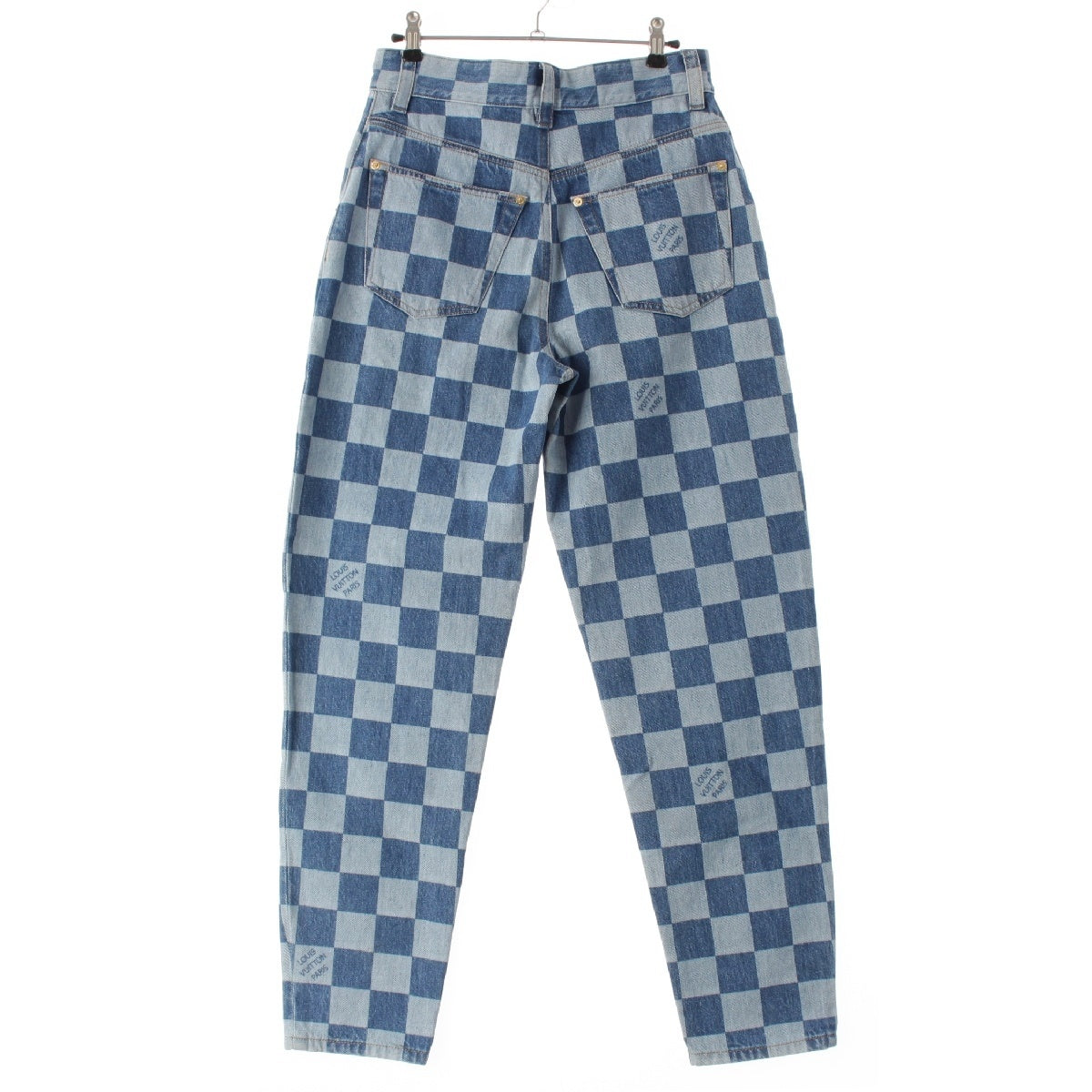 LOUIS VUITTON cotton LV Remix Damier Denim pants Jeans bottoms 1AFHHJ Indigo blue 36